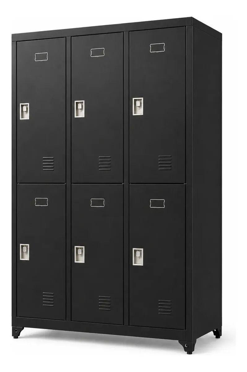 Locker 3 Cuerpos 6 Casilleros 183x90x40cm Color Negro-4