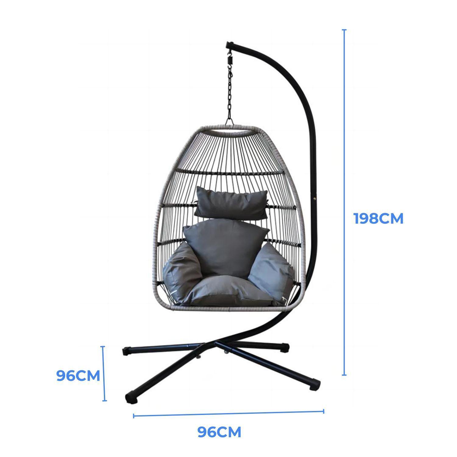 Silla Colgante Ratán Gris 101cm x 95cm x 195cm-1