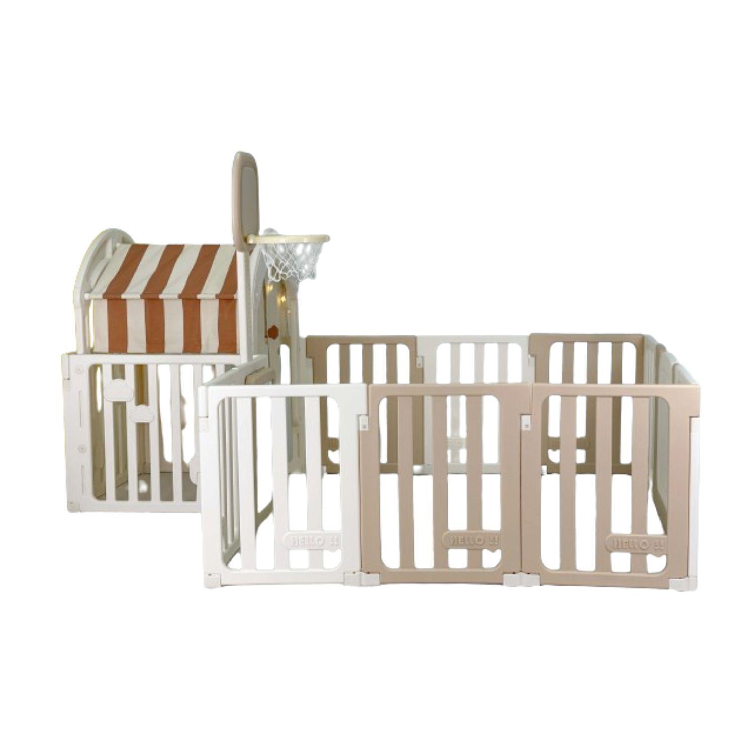Corral infantil plegable mas Aro de Baloncesto con Casita -2