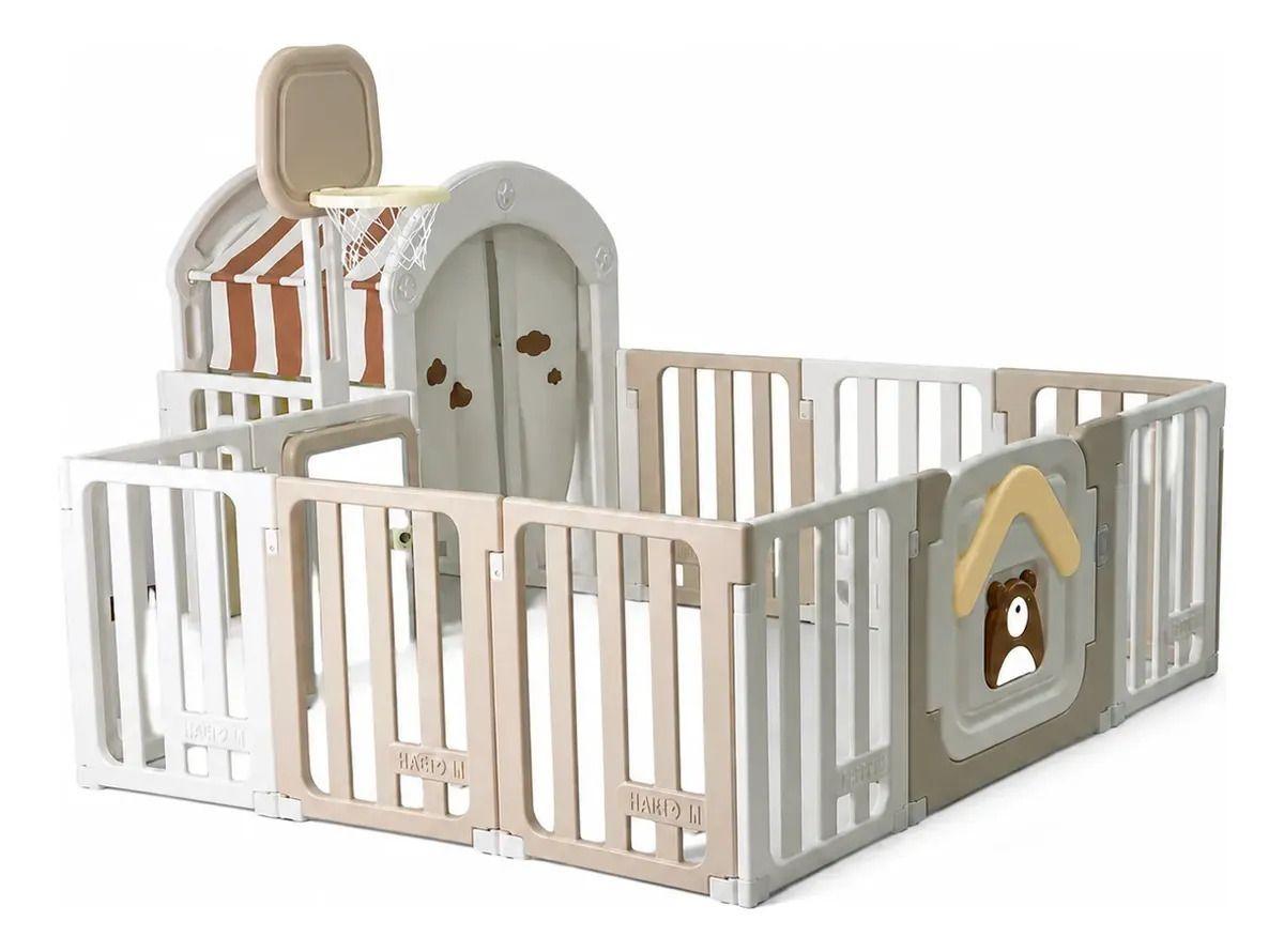 Corral infantil plegable mas Aro de Baloncesto con Casita -1