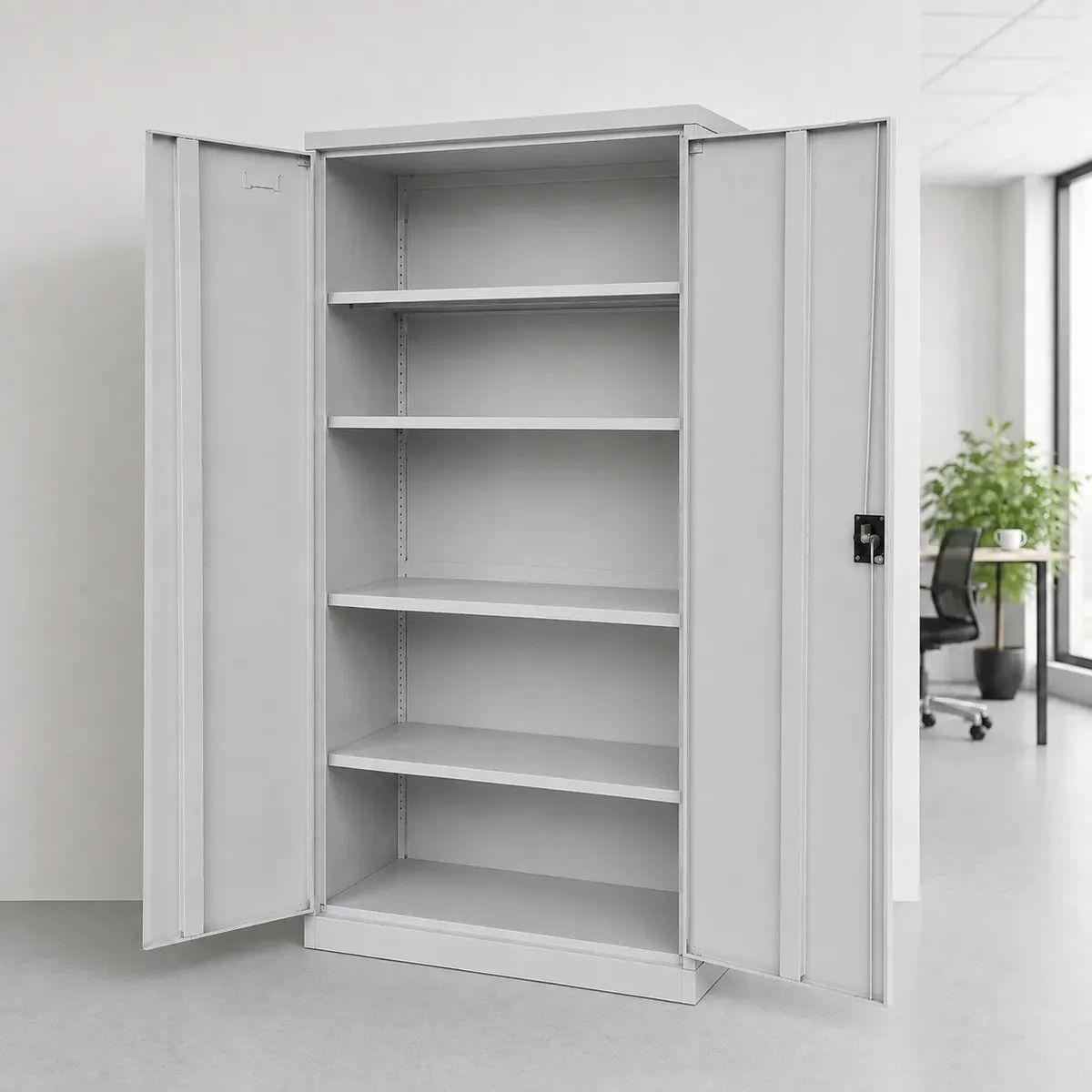 Estante Armario Metálico Oficina 2 Puertas Blanco-3