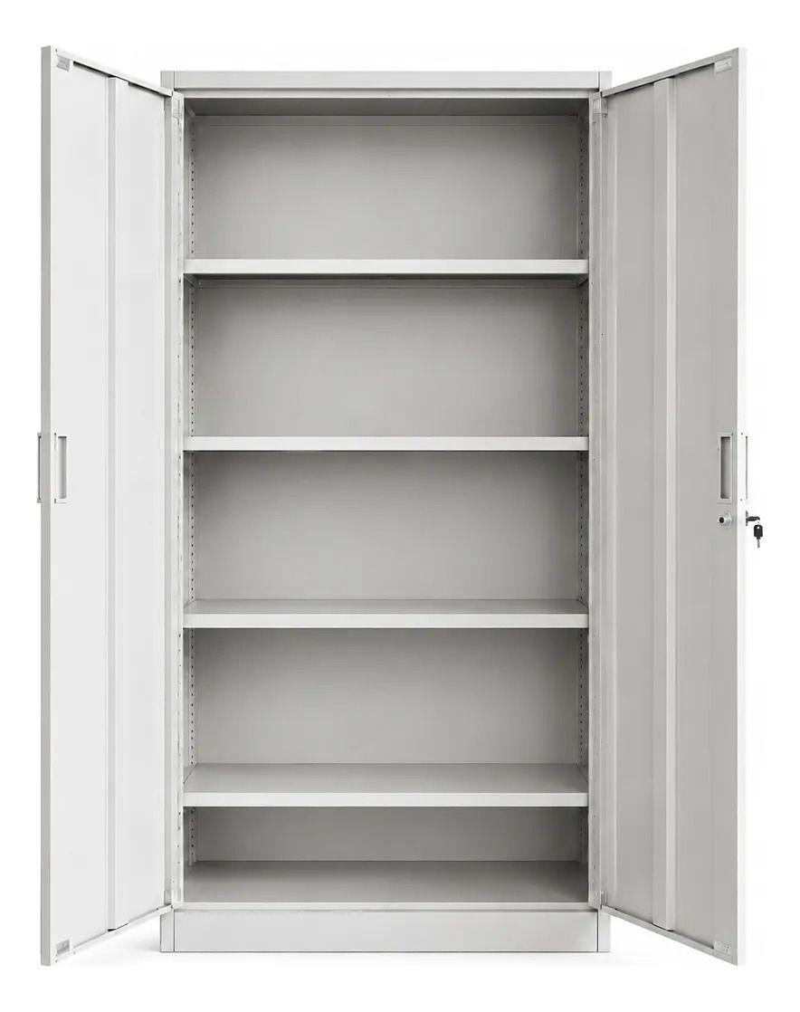 Estante Armario Metálico Oficina 2 Puertas Blanco-4