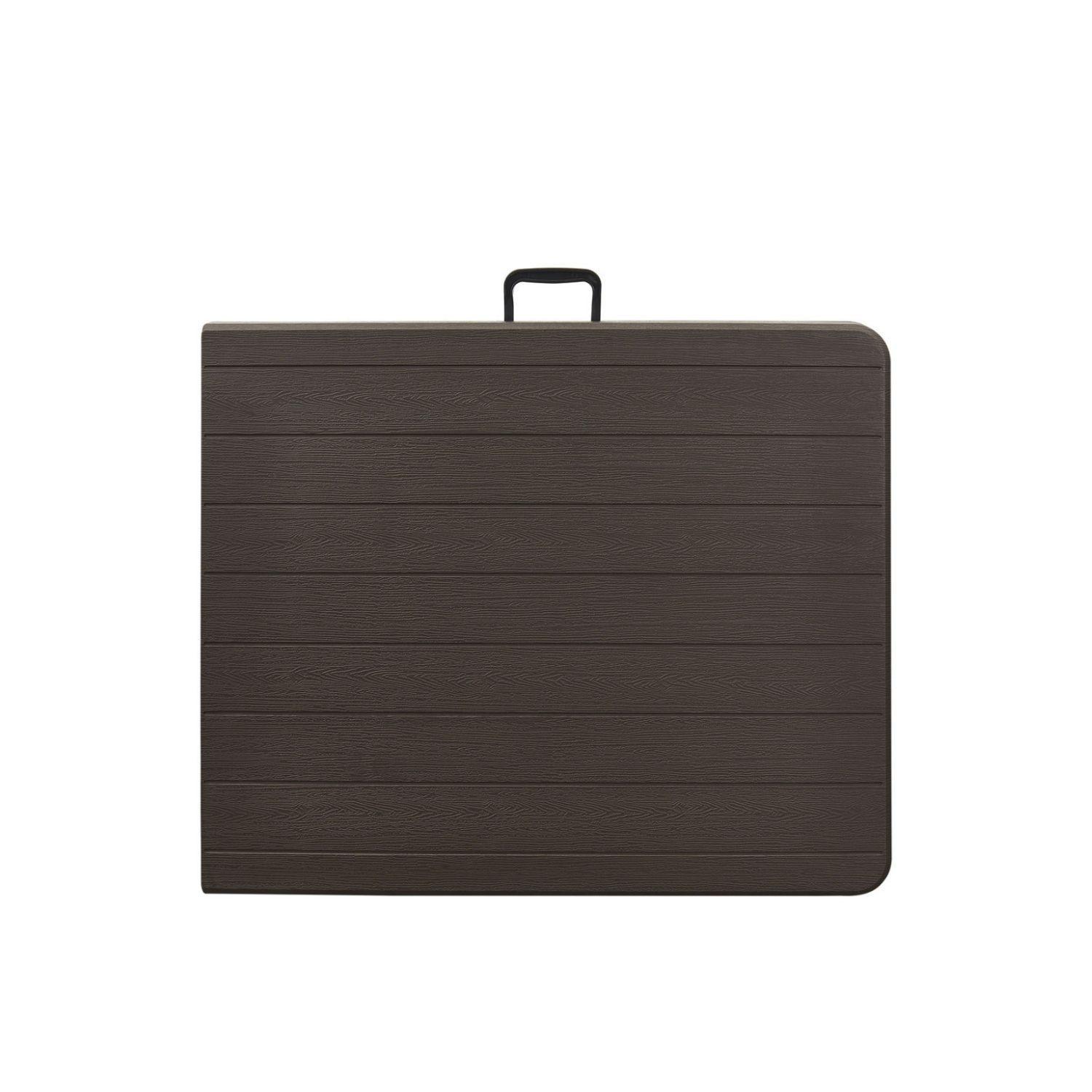 Mesa Plegable tipo Maleta Gris Simil Madera 180x74x74cm-2