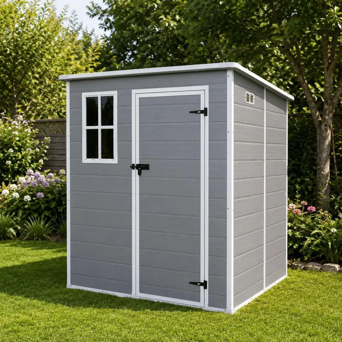Bodega Jardín Plástico 6x6FT Gris 3,3 m2-0