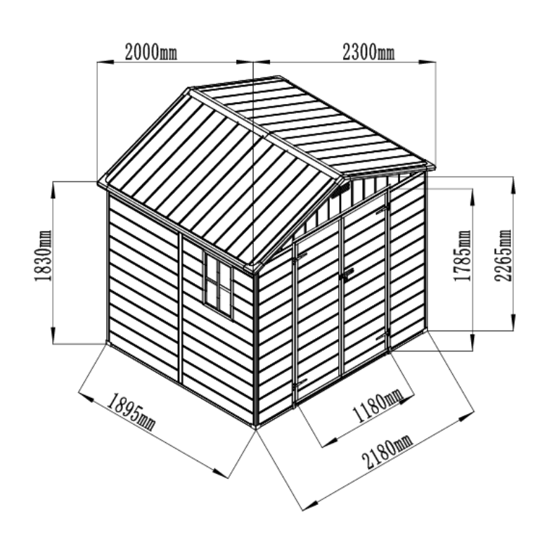 Bodega Jardín Plástico 7.5×6.5FT Gris 4,6 m2-2