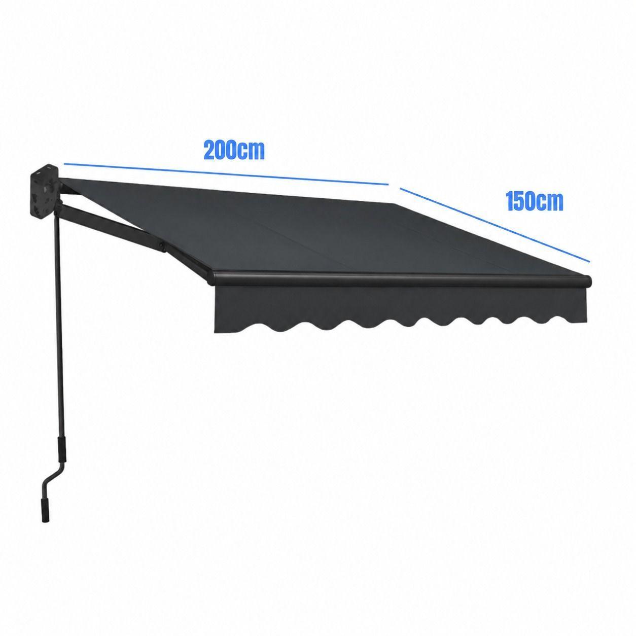 Toldo 2×1,5mt con Brazo Retráctil Negro-2