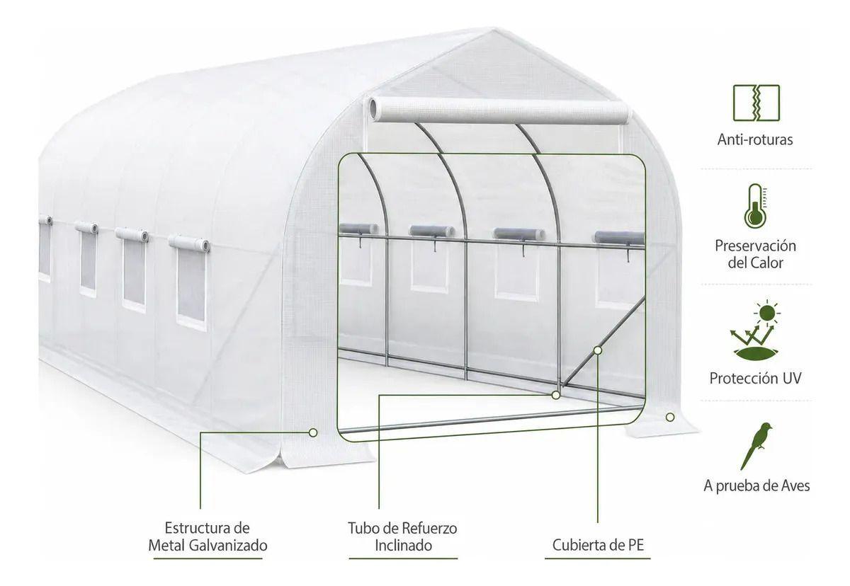 Invernadero Tunel 12 m2 4x3x2m Blanco-4