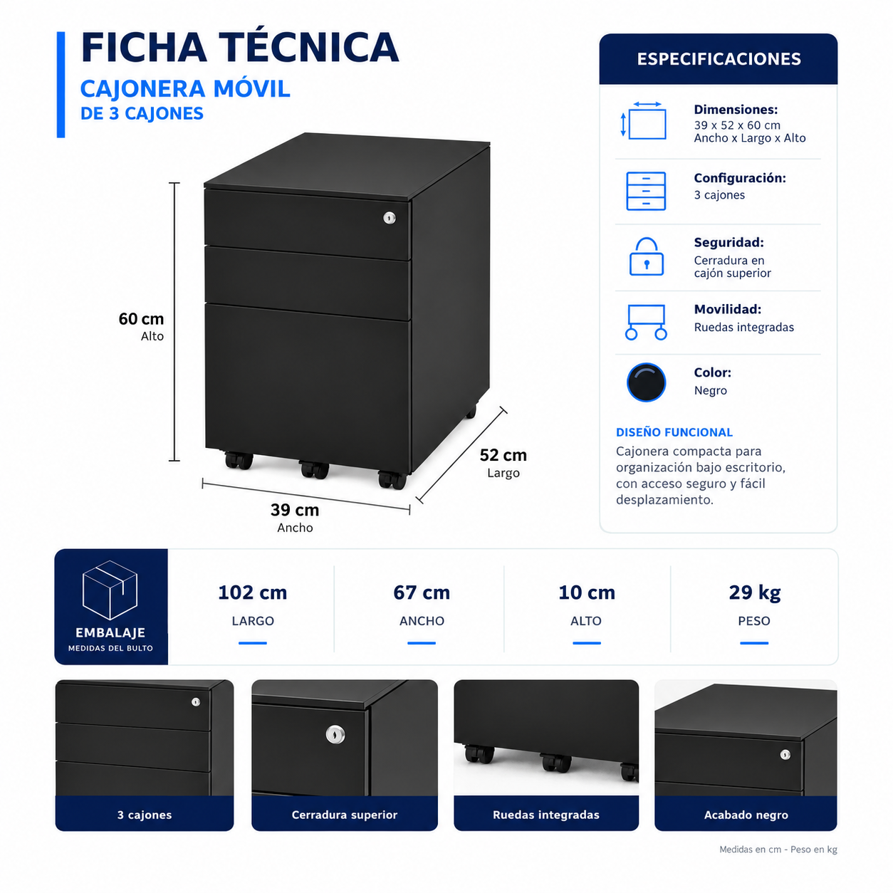 Cajonera Metalica 3 cajones-4