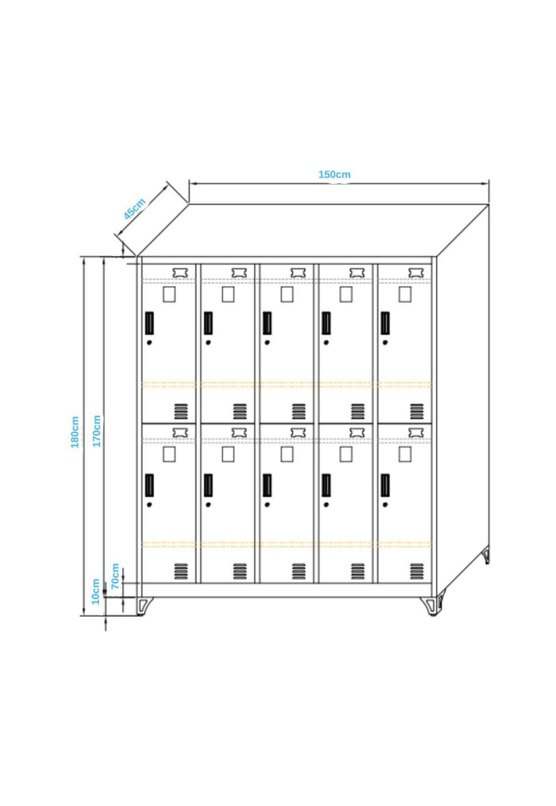 Locker 5 Cuerpos 10 Casilleros 180x150x45cm-3