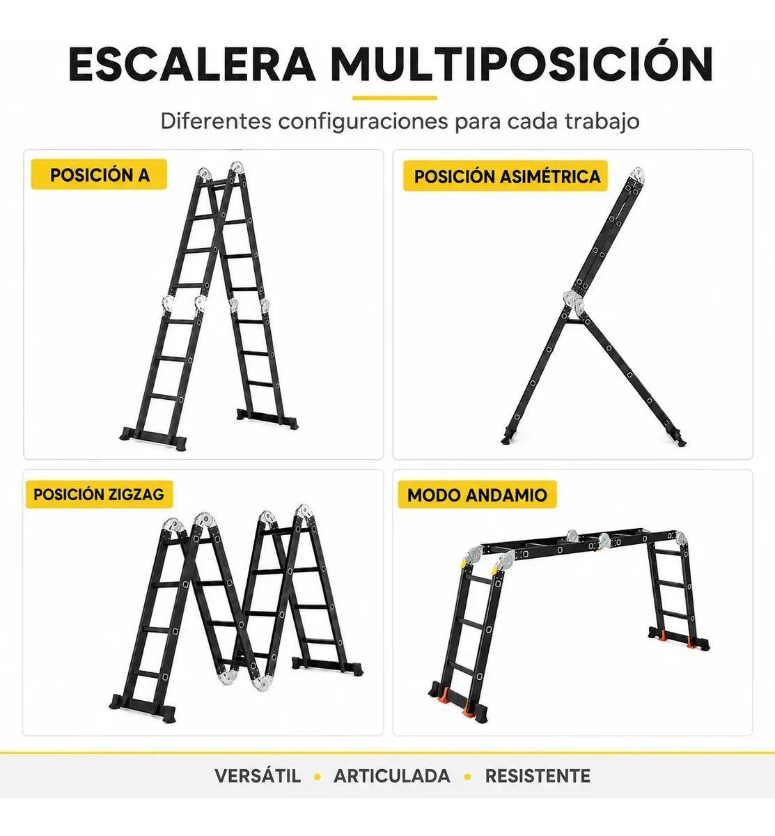 Escalera Profesional Heavy Duty 6,9 mt 24 Peldaños Negra-5