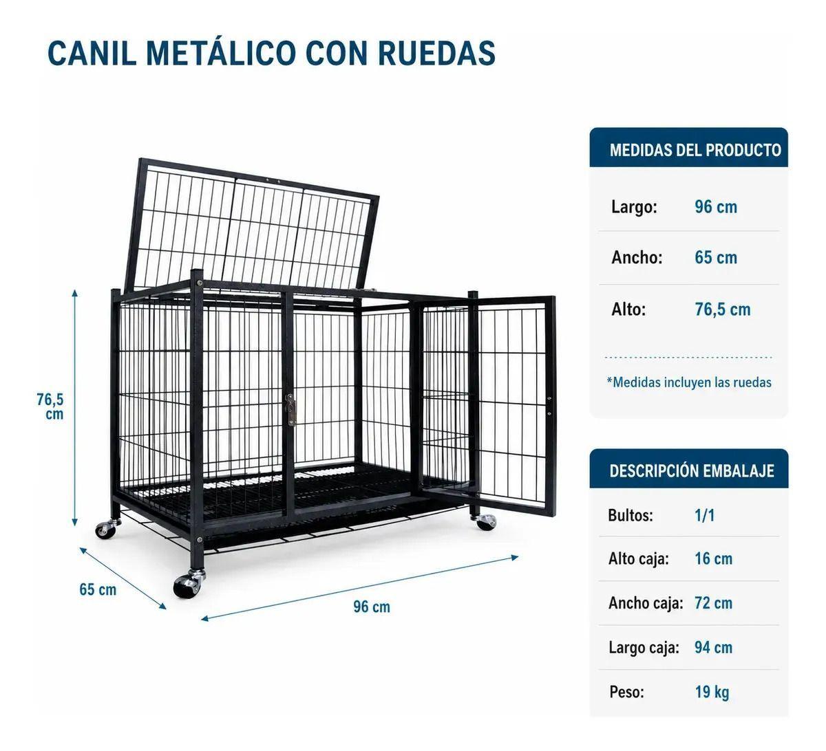 Jaula Canil Para Perros c/ruedas 93x60cm-4