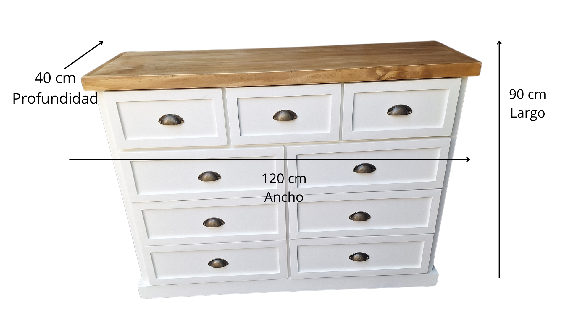 Comoda Rustica Bicolor Blanca Pardo 120-3