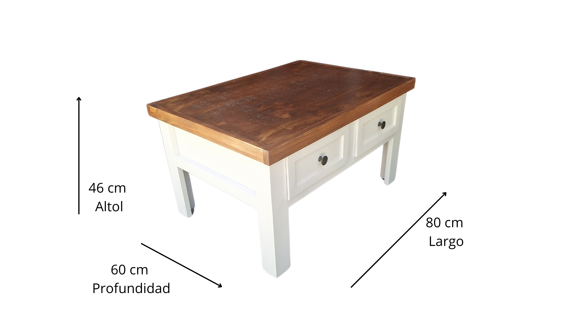 Mesa De Centro Rustica Bicolor Blanca Avezzano-6