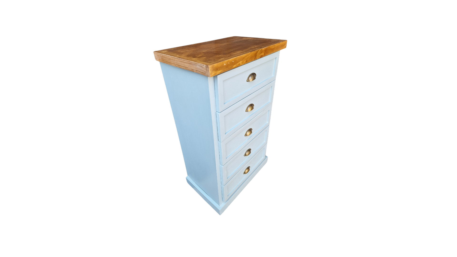 Comoda Rustica Crotona 5 Bicolor Celeste -2