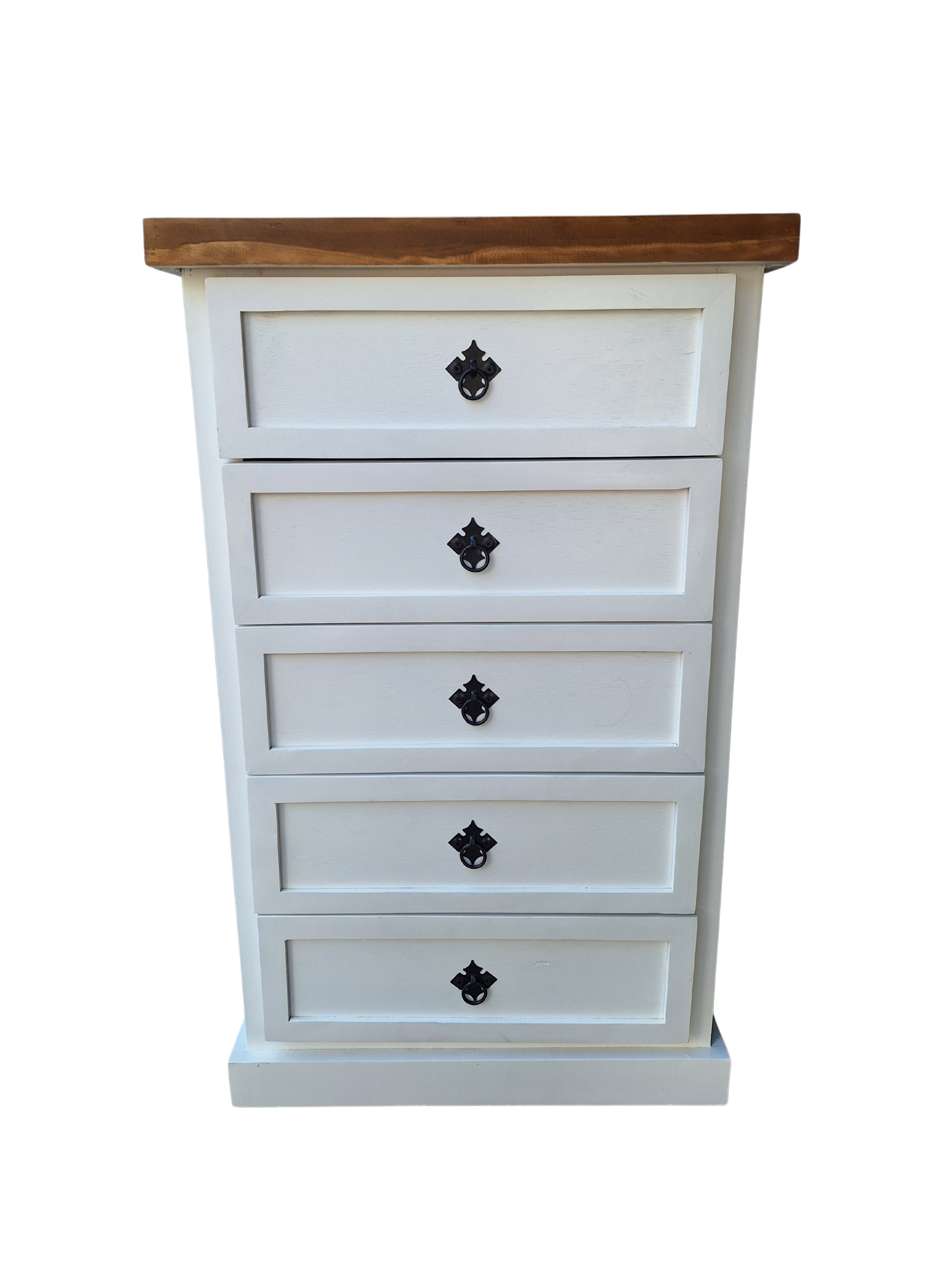 Comoda Rustica Crotona 5 Bicolor Blanco-2