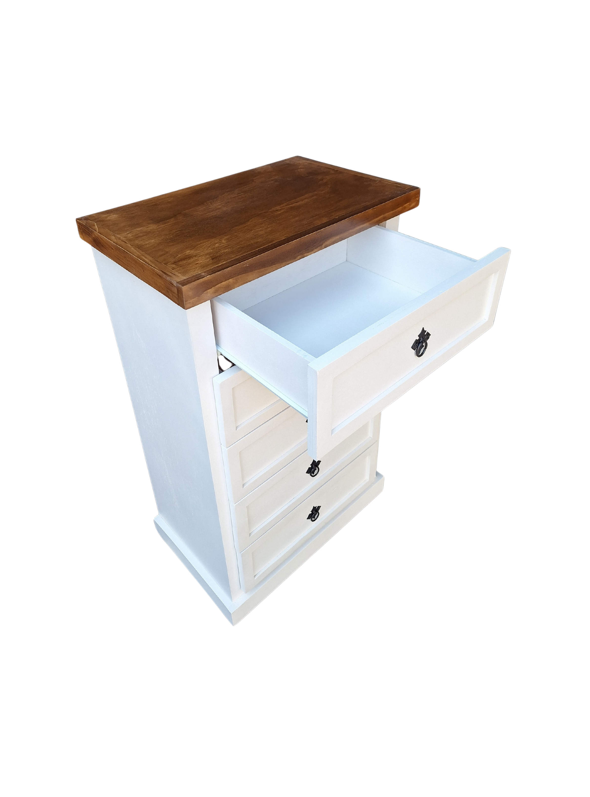 Comoda Rustica Crotona 5 Bicolor Blanco-3