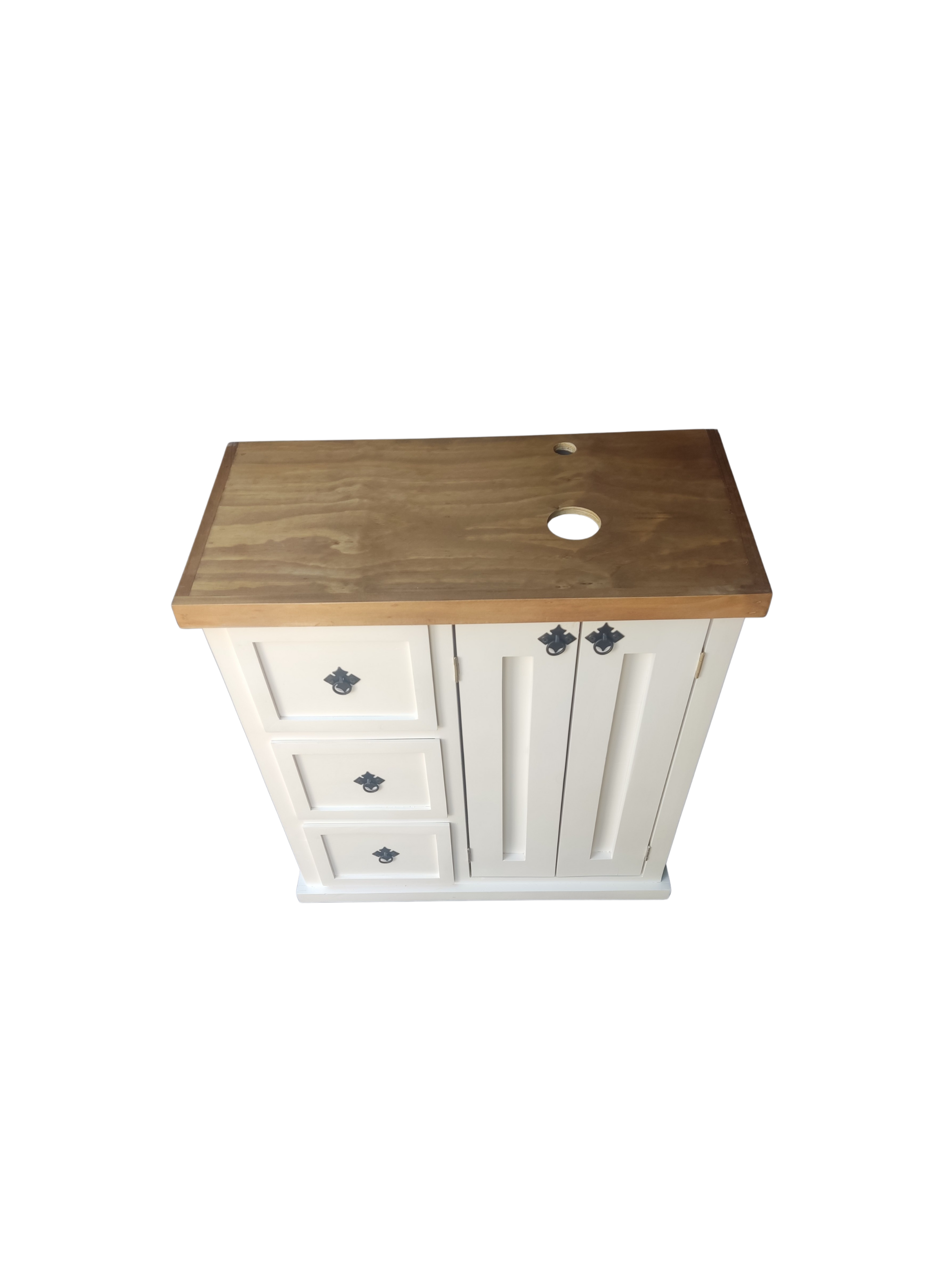 Vanitorio Rustico 80 Bicolor Blanco Black and White-2