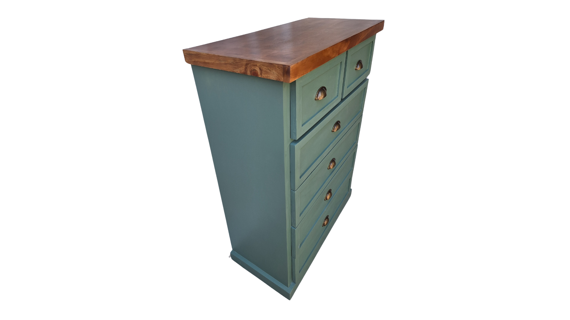 Comoda Rustica Crotona 6 Bicolor Verde -2