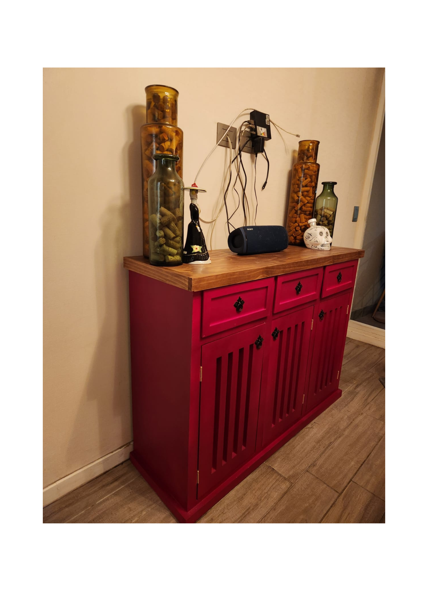 Buffet Rustico Salerno 120 Bicolor Rojo-5