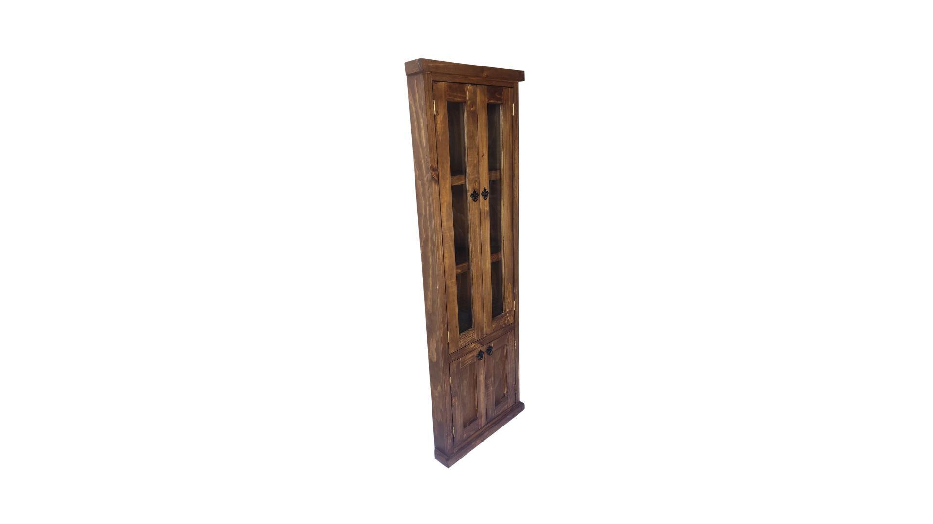 Mueble Esquinero Vitrina Vidrio Tapado Chocolate-2