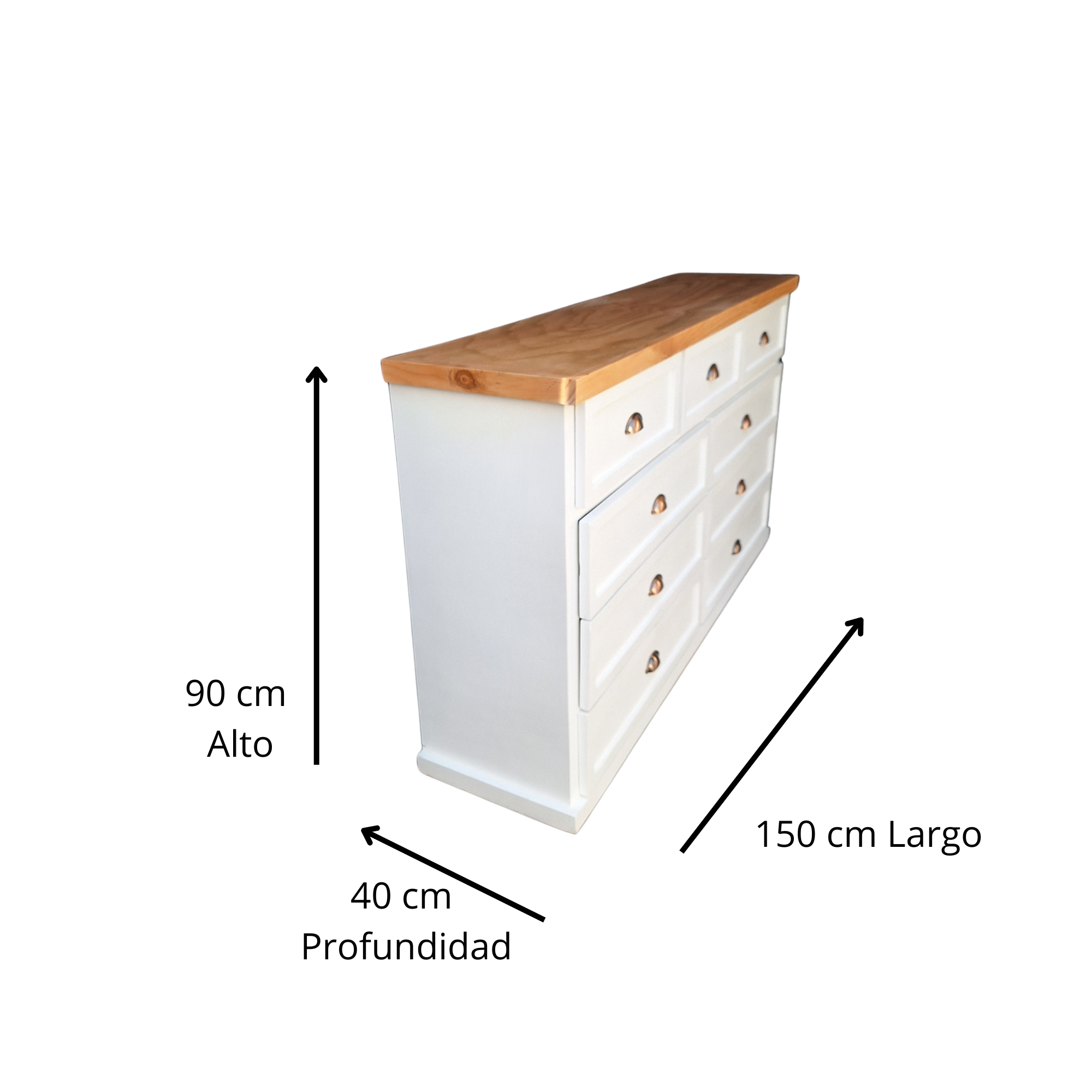 Comoda Rustica Bicolor Blanca Rojiza 150-5