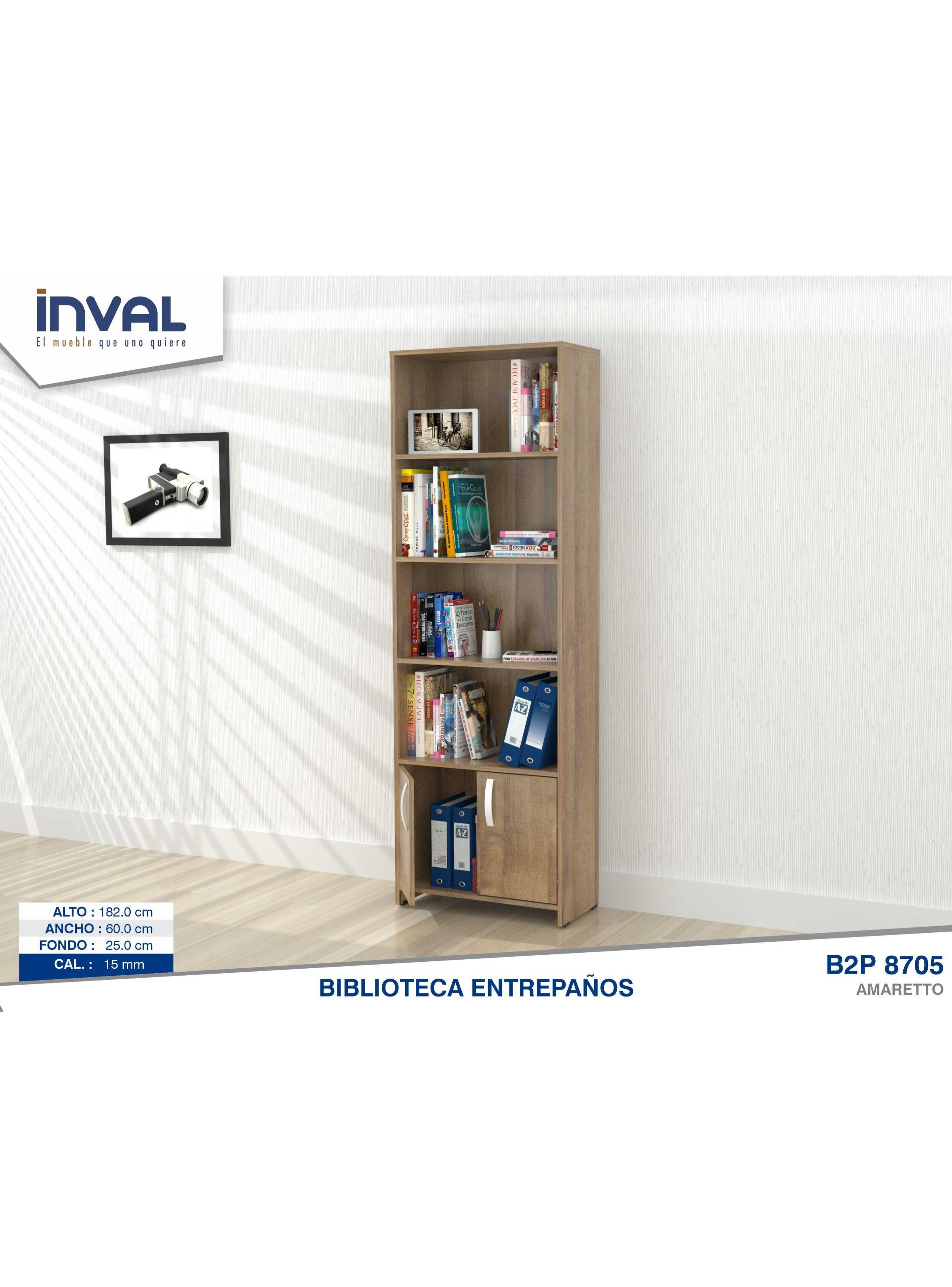 Biblioteca 2 puertas 182cm X  60 cm X 25 cm Amaretto-6