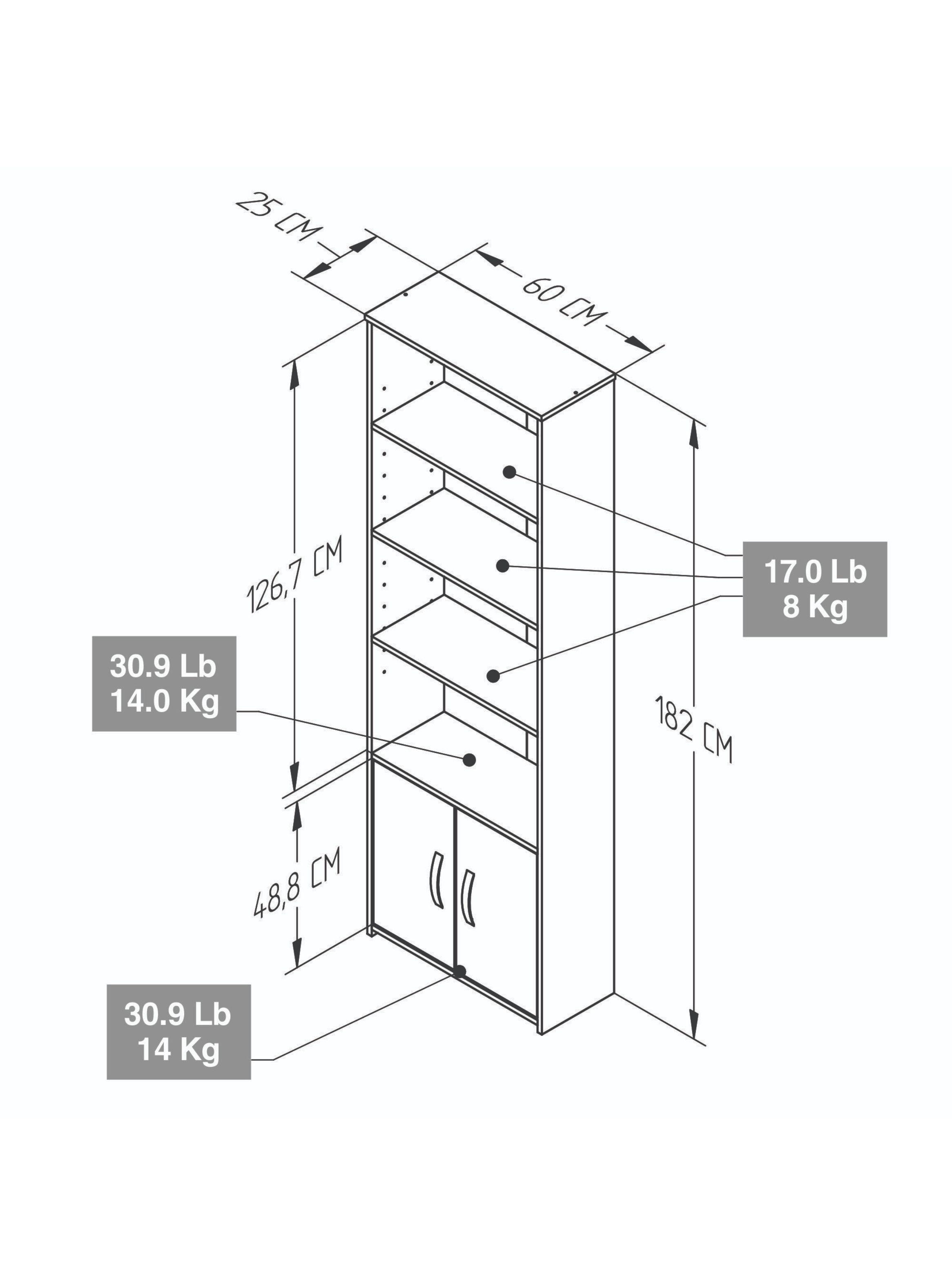 Biblioteca 2 puertas 182cm X  60 cm X 25 cm Amaretto-4