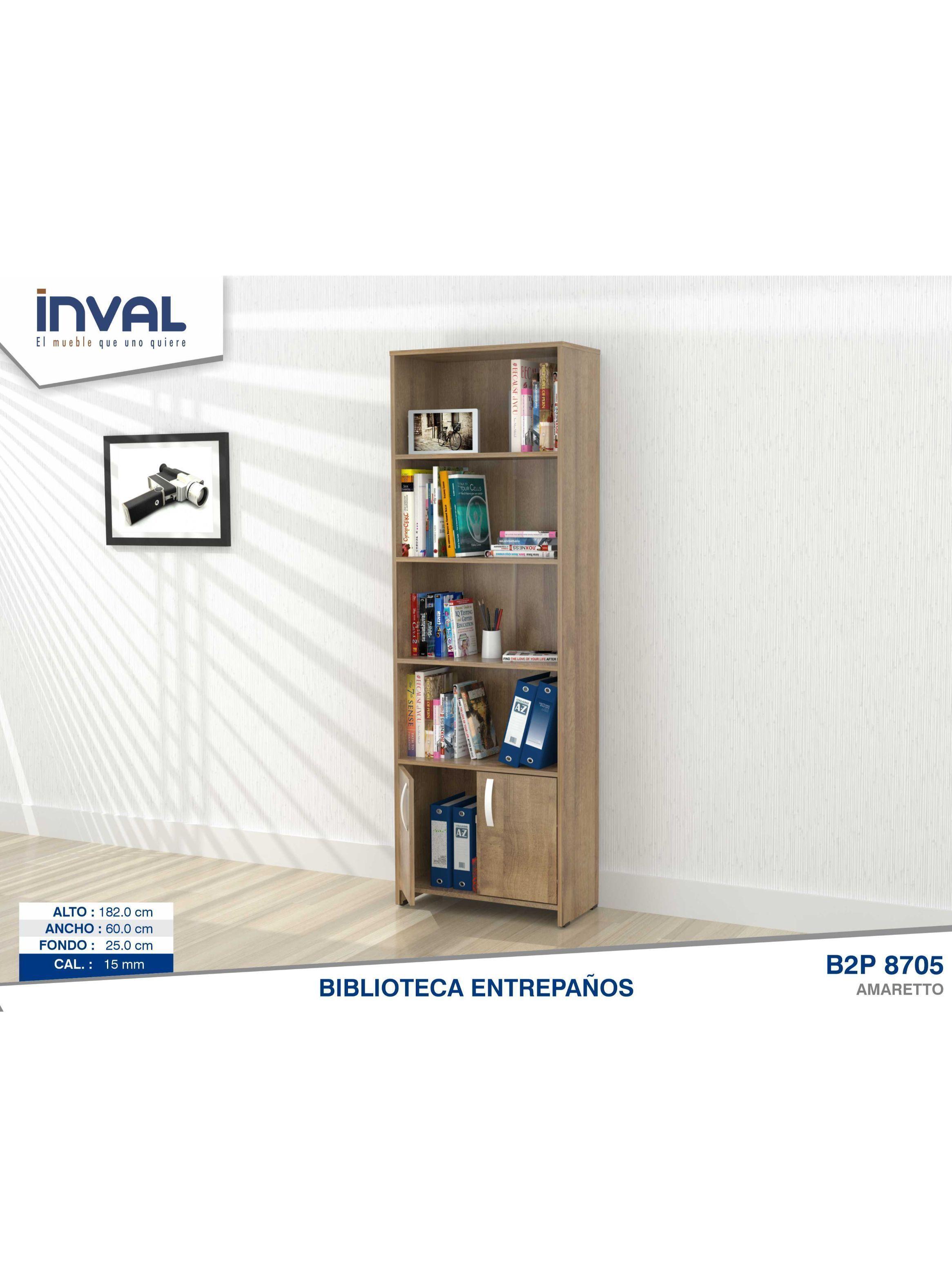 Biblioteca 2 puertas 182cm X  60 cm X 25 cm Amaretto-6