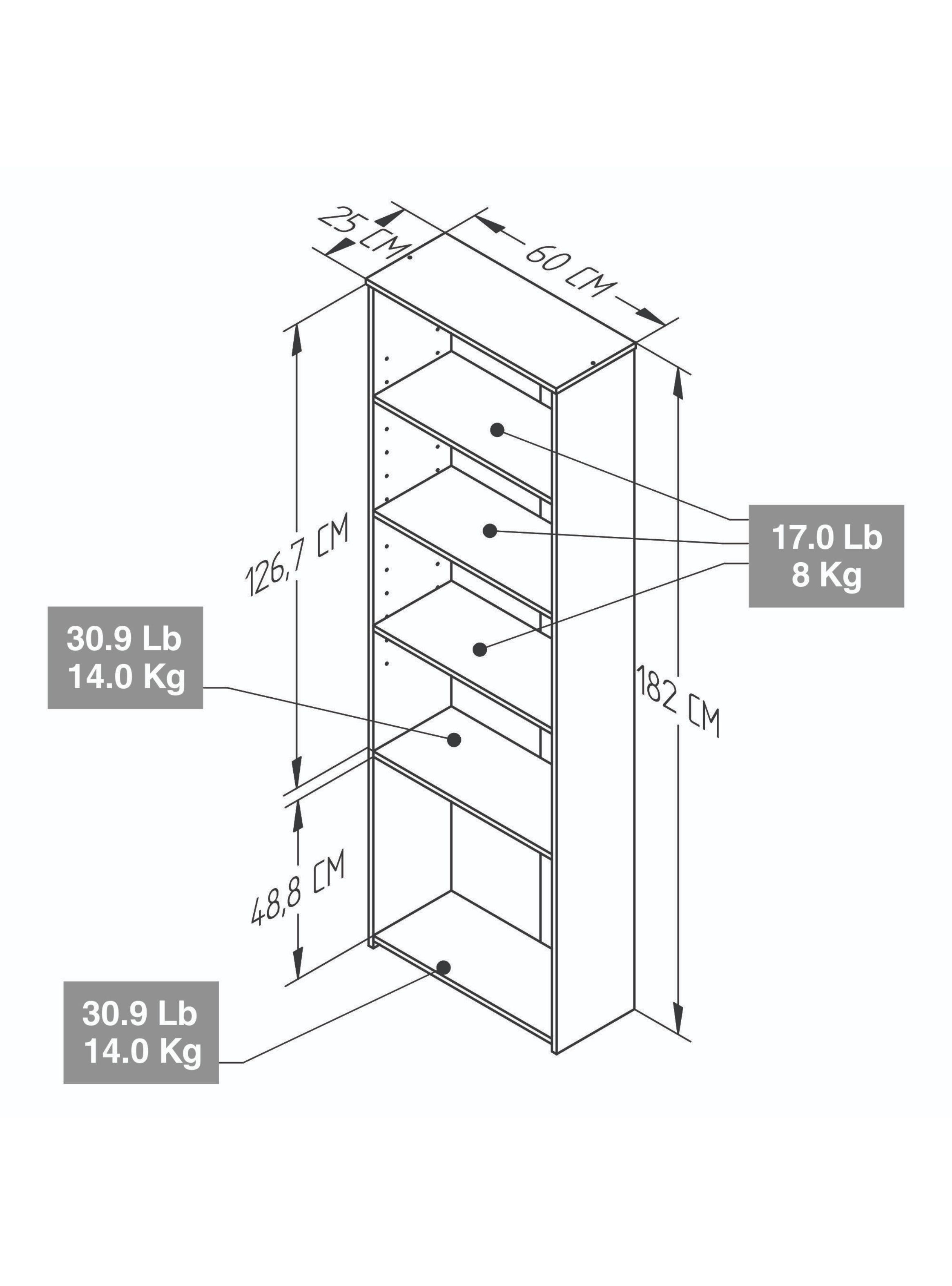 Biblioteca Amaretto 5 repisas BE12204-5