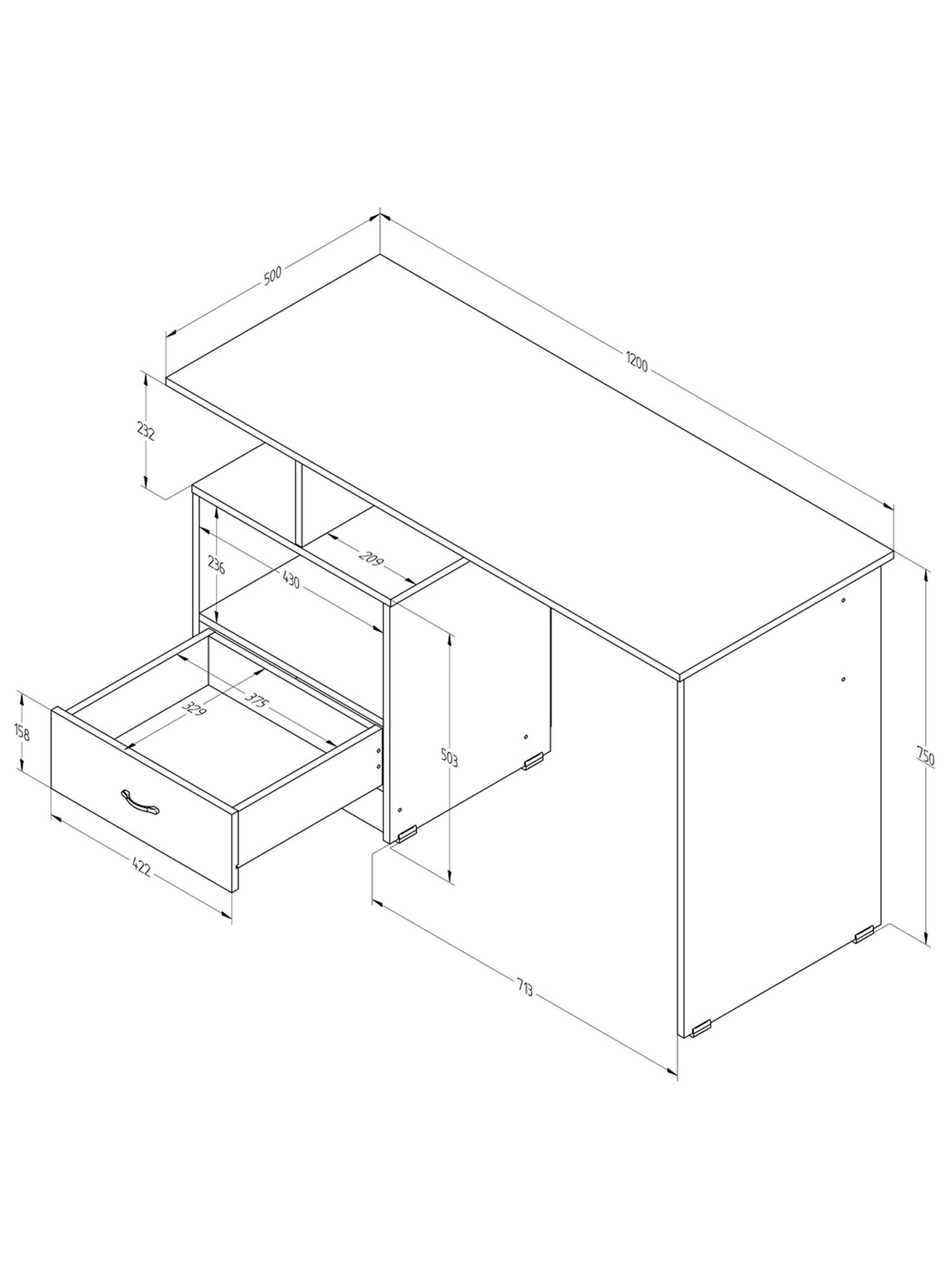 Escritorio 1 cajón Arena Blanco 75cm x 120cm x 50 cm-5