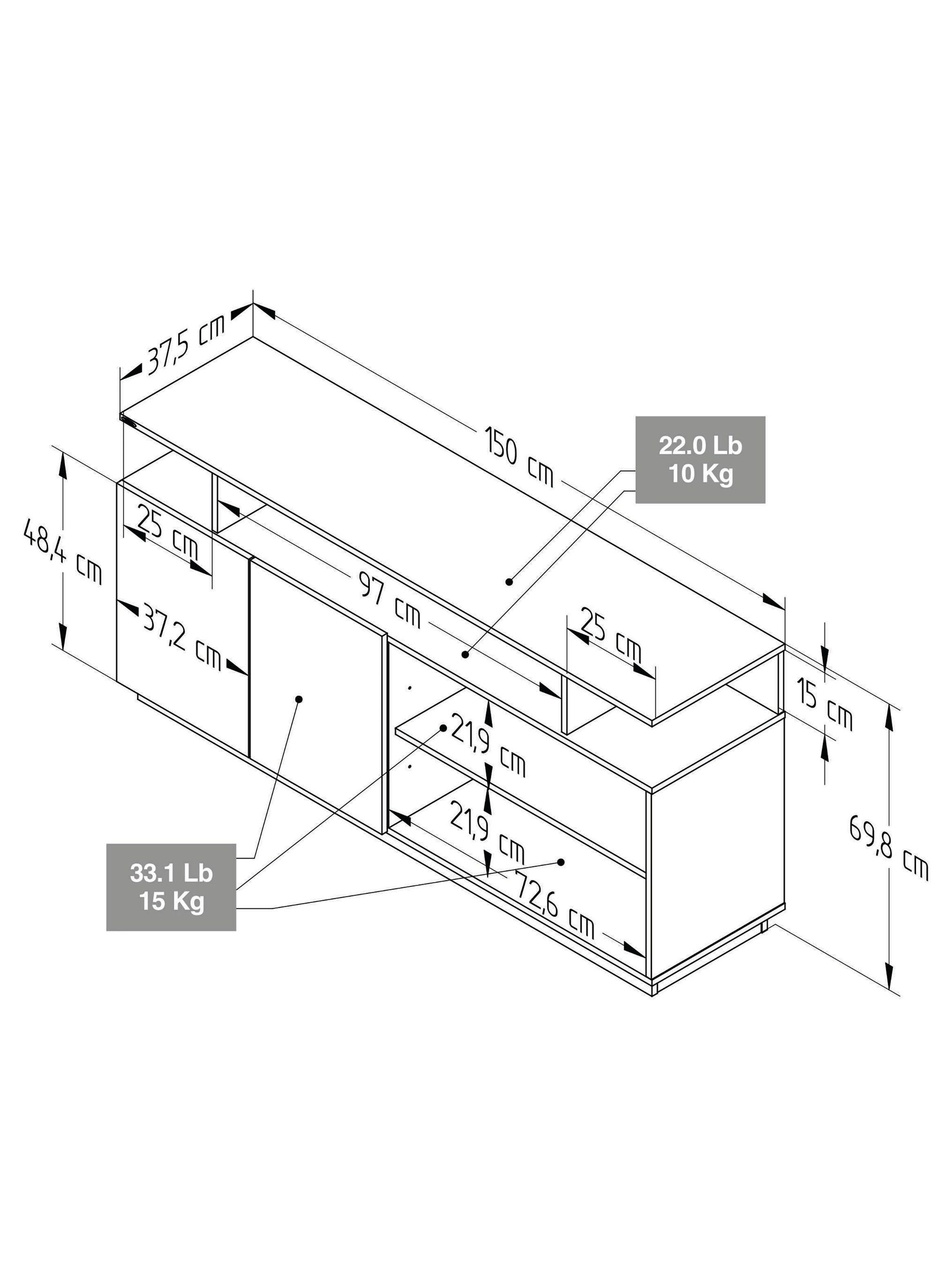 Rack de TV 65 Arena Blanco 70cm x 150cm x 375cm-4