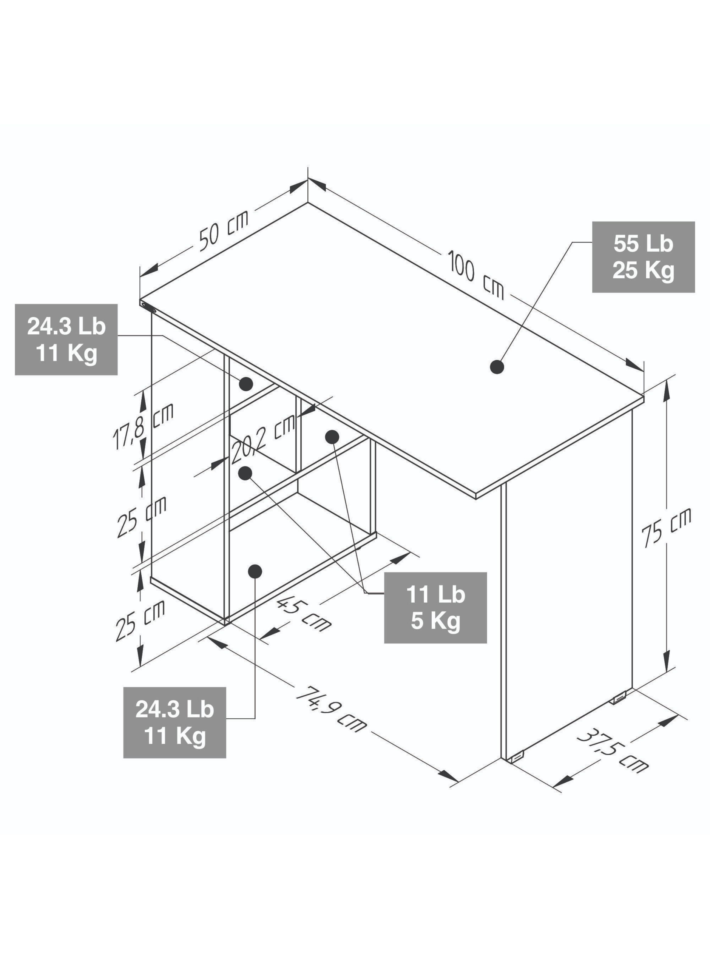 Escritorio 75cm x 100cm x 50cm TabacoChic Chantilly-5
