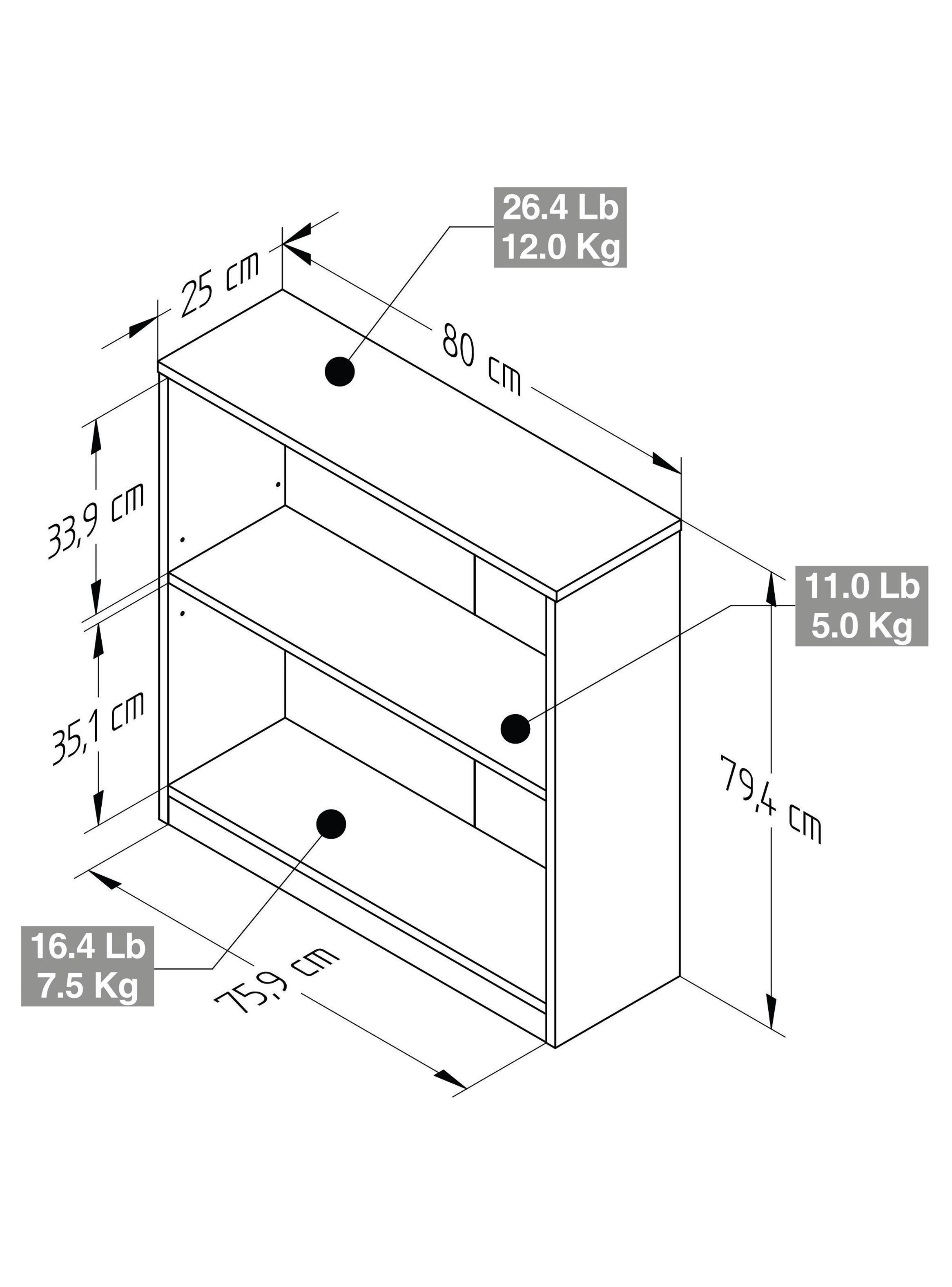 Biblioteca 2 repisas 80cmx80cmx25cm arena-4
