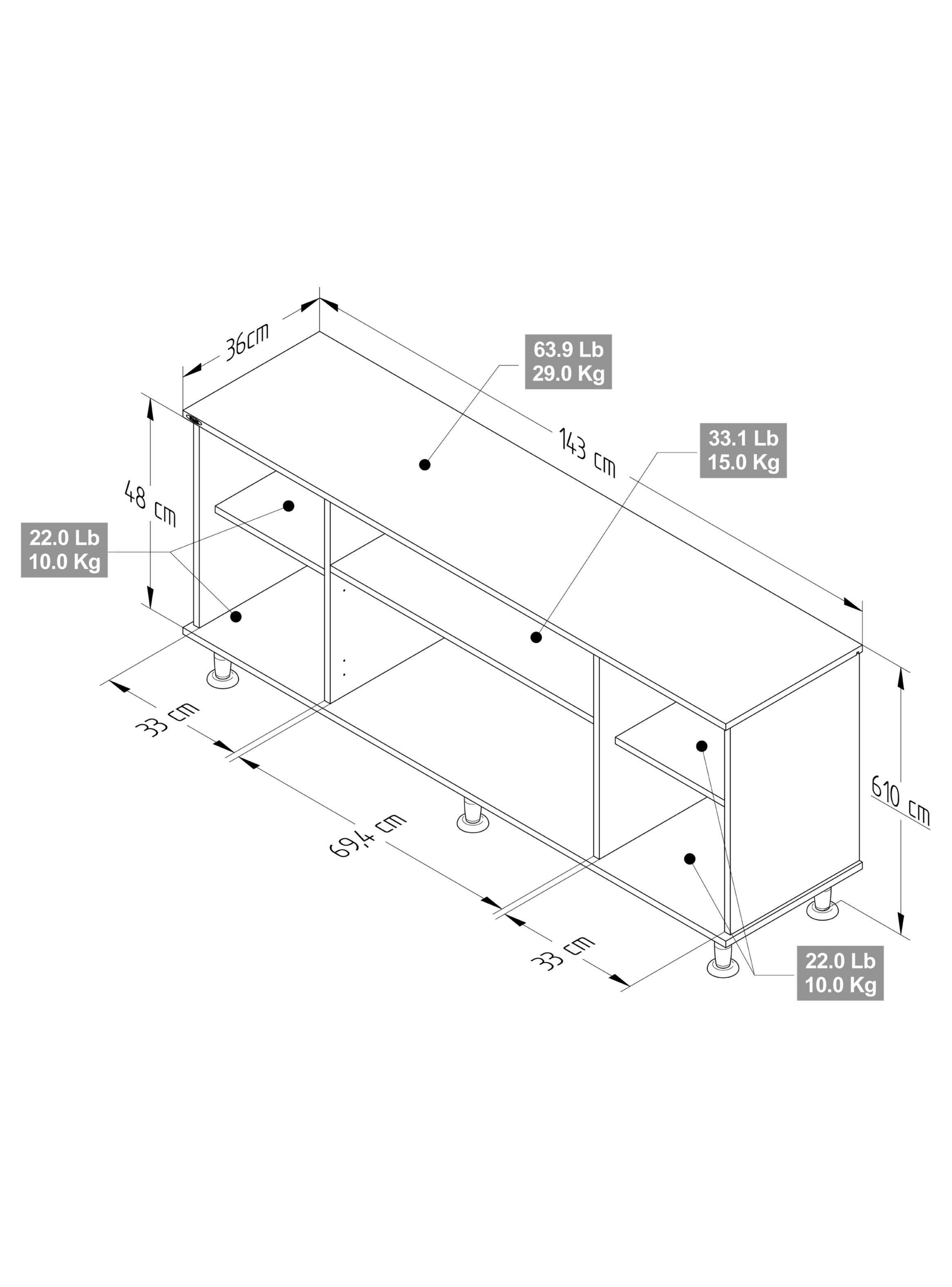 Rack de TV 60" 143cm x 61cm x 36 cmcm Arena MTV17519-1