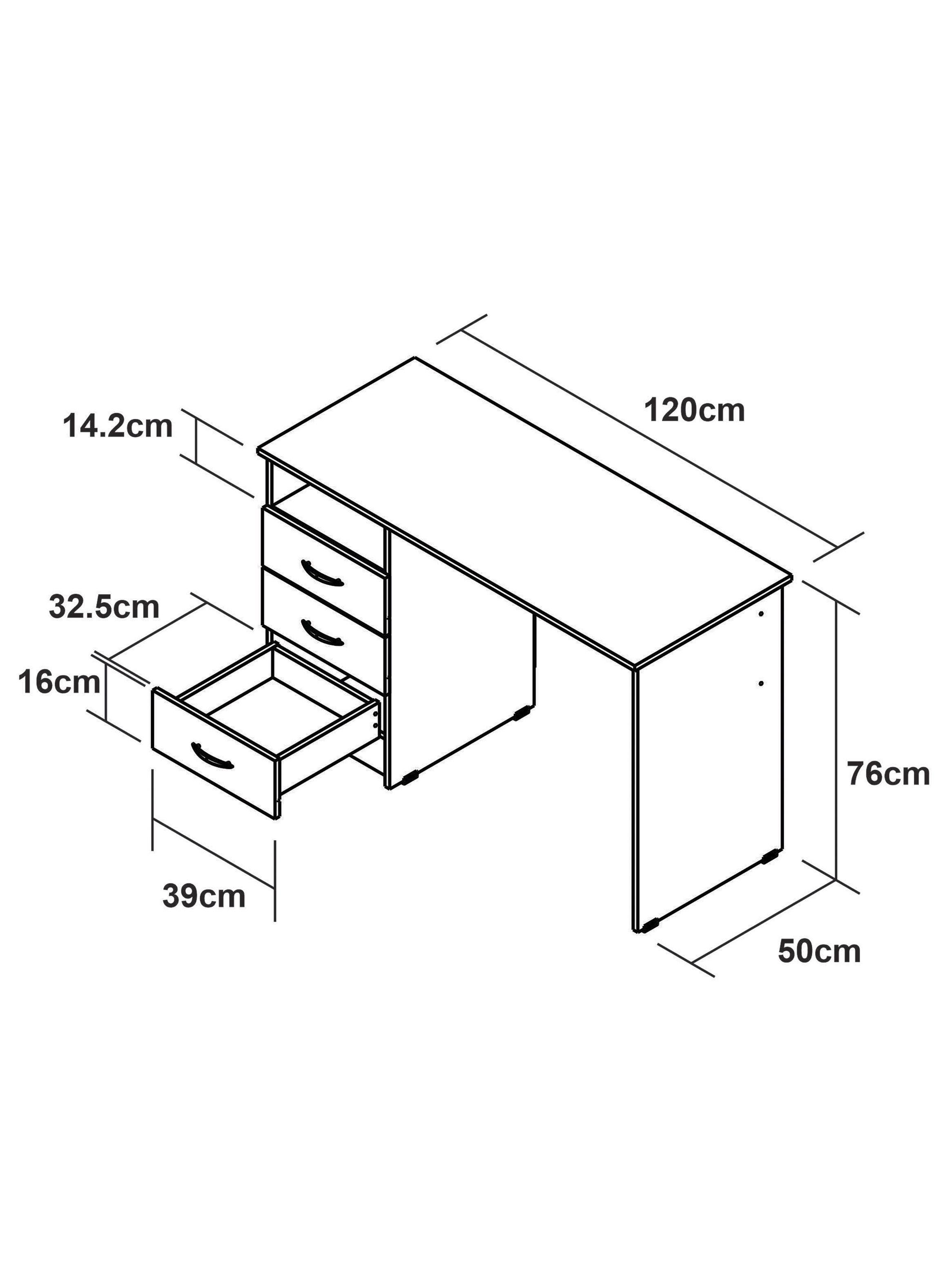 Escritorio 3 Cajones Amaretto 76cm x 120cm x 50cm-5