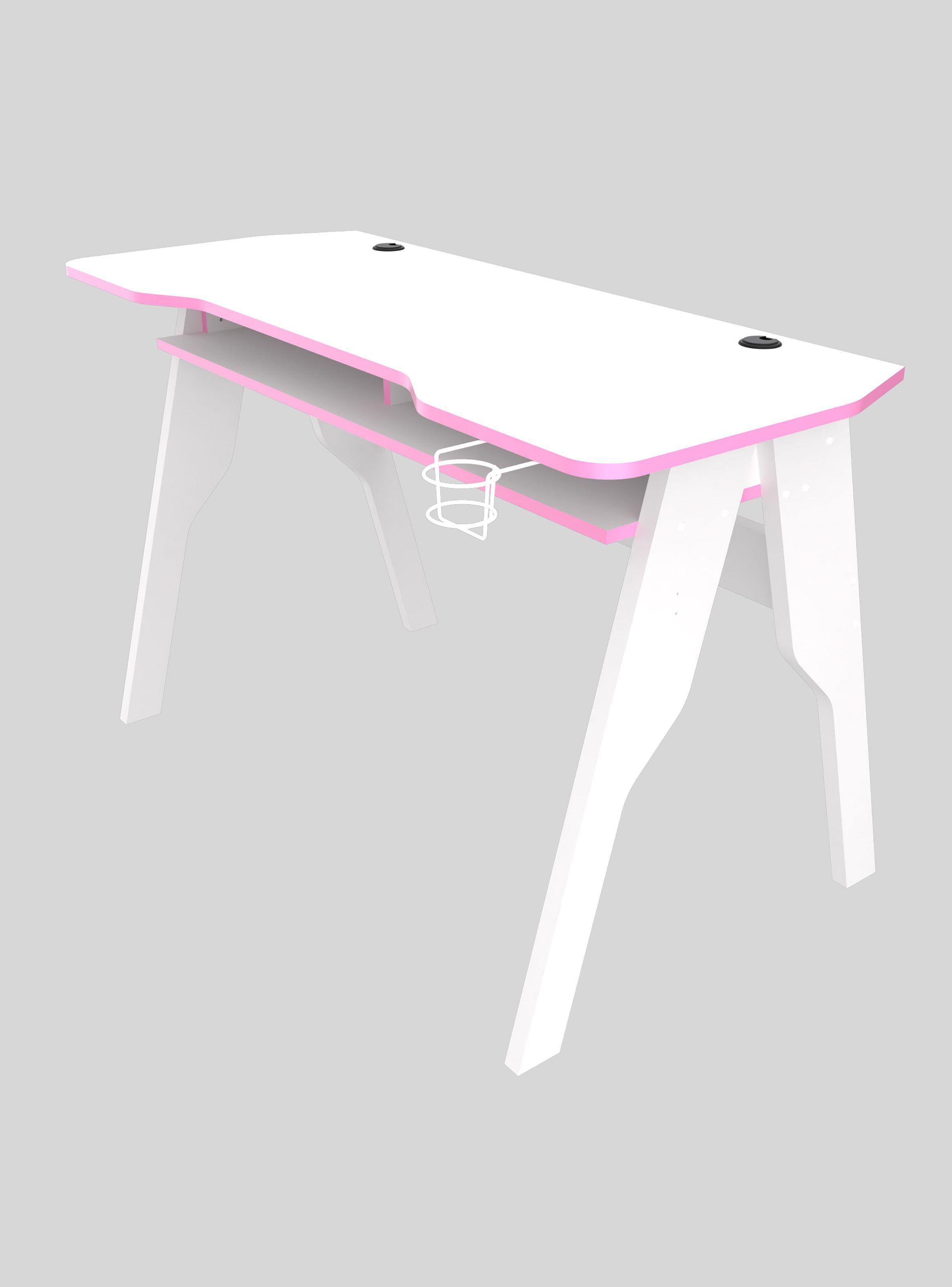 Escritorio Gamer Blanco con Canto Rosa ES20503-2