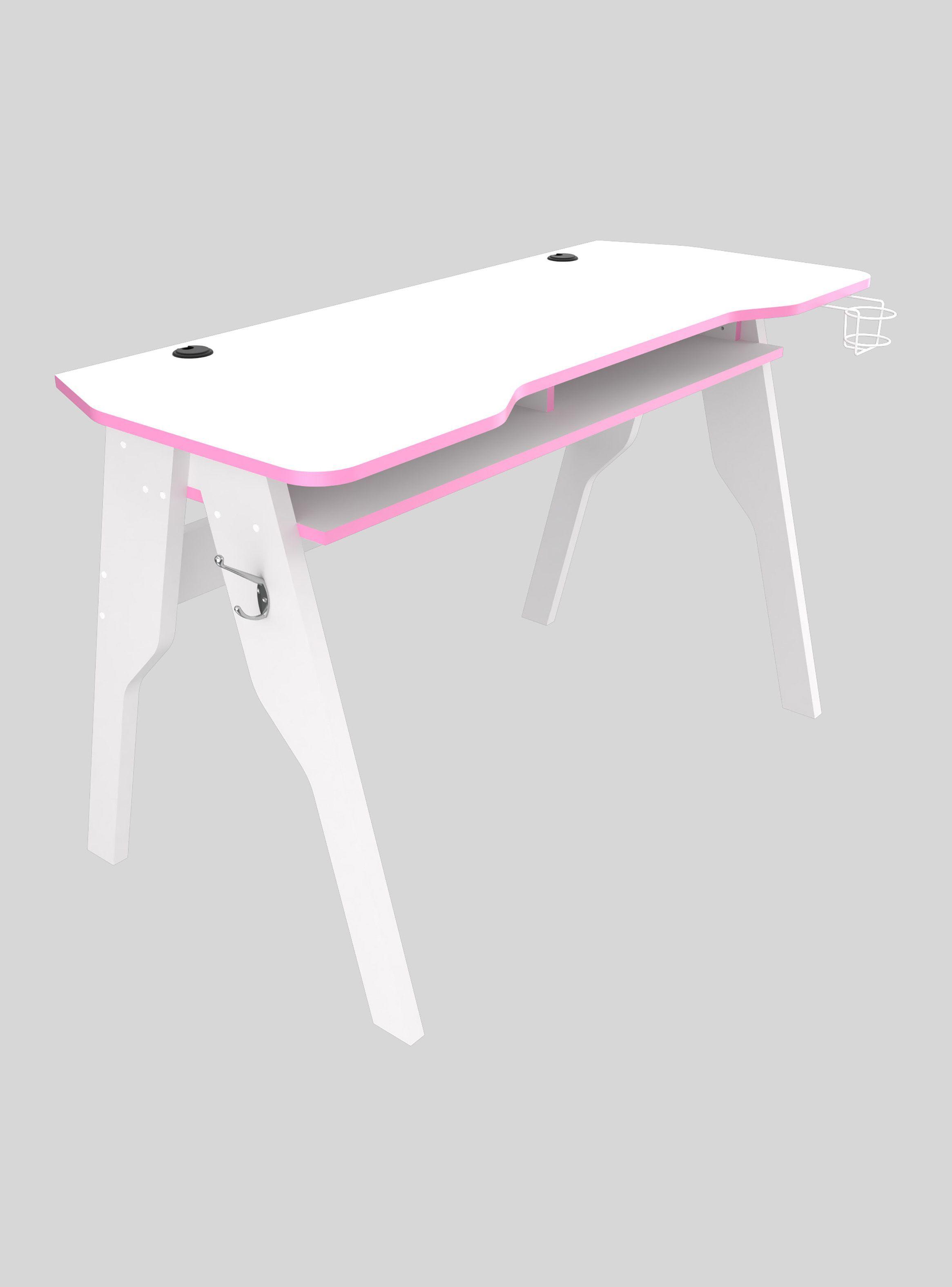 Escritorio Gamer Blanco con Canto Rosa ES20503-3