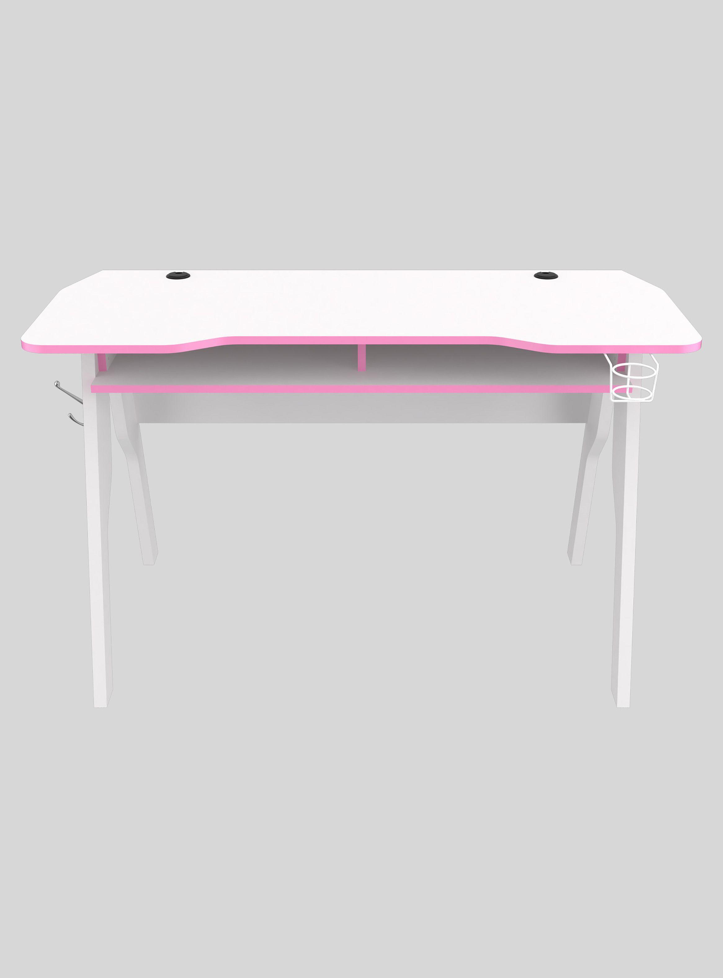 Escritorio Gamer Blanco con Canto Rosa ES20503-4