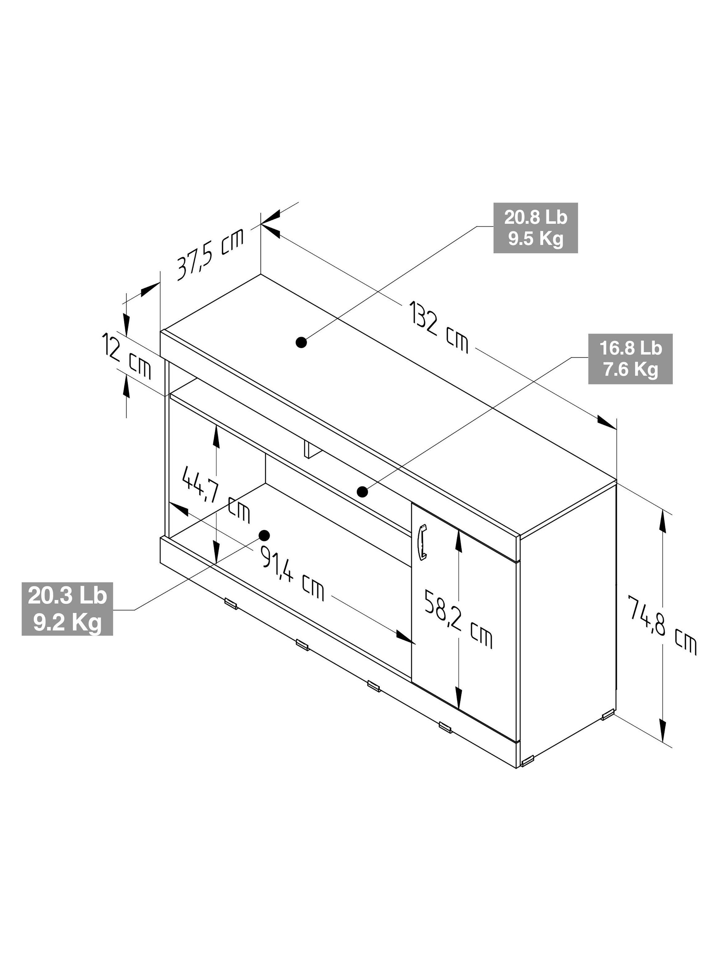 Rack de TV 50" 74cm x 132cm x 375cm Arena-5