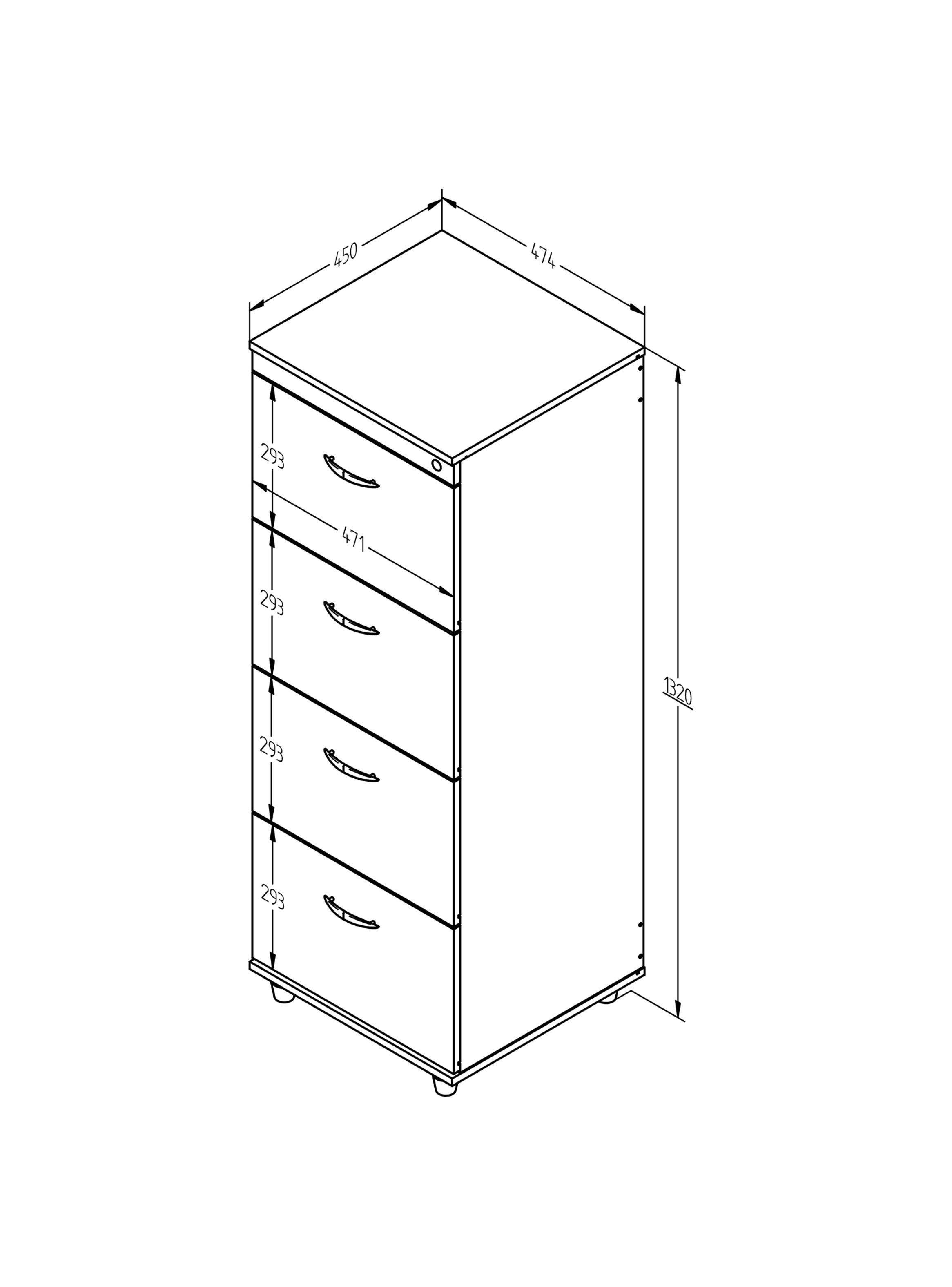 Archivador 4 cajones127cm x 47,5cm x 45cm Amaretto-4