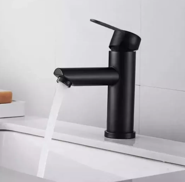 Llave Monomando Lavamanos Lavatorio Negro Mate Acero Inoxidable-1