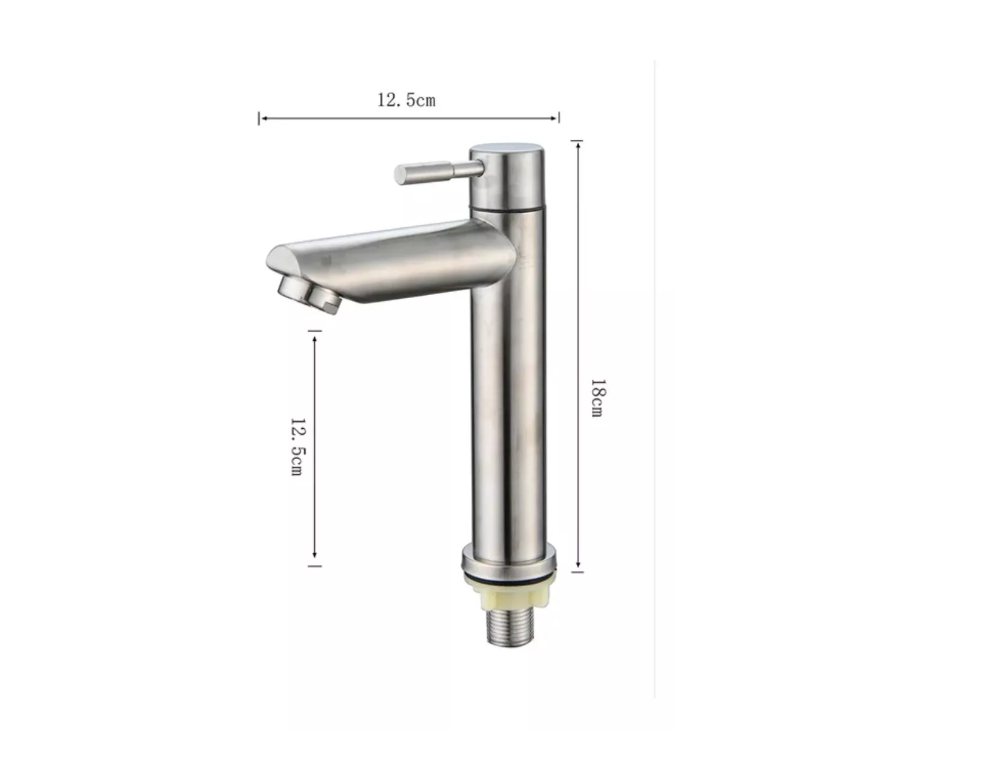 Llave Lavamanos Acero Inoxidable Agua Fria-1