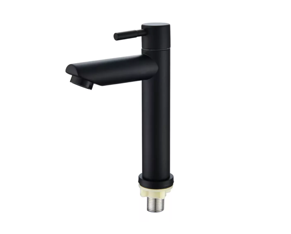 Llave Lavamanos Negro Mate Agua Fria-0