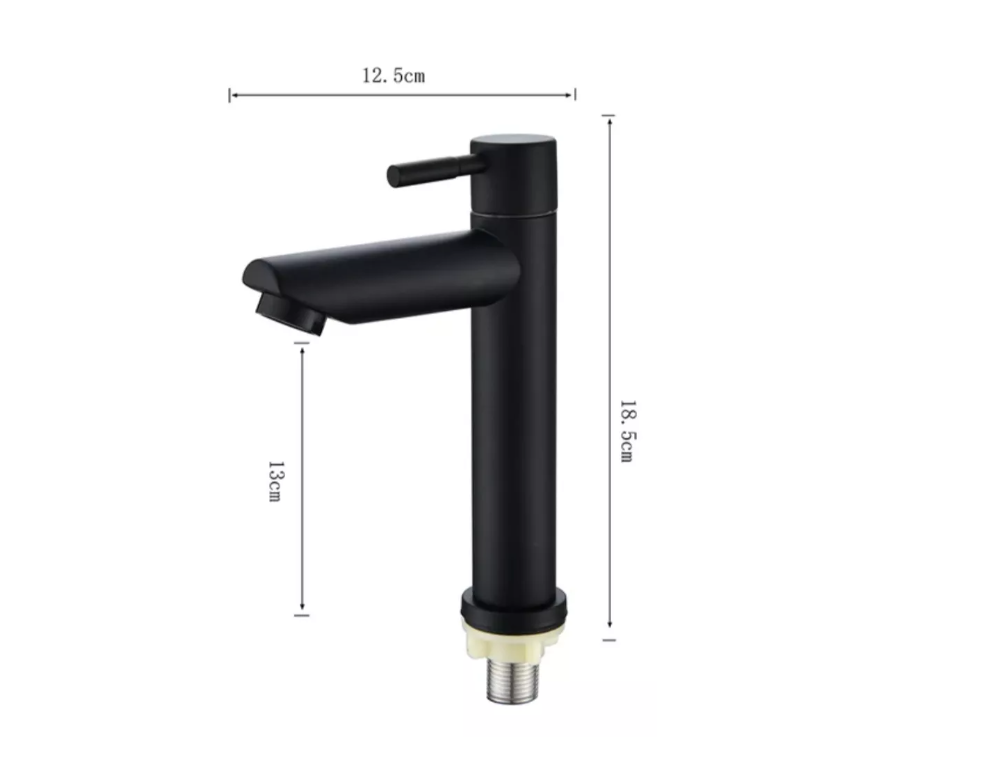 Llave Lavamanos Negro Mate Agua Fria-1