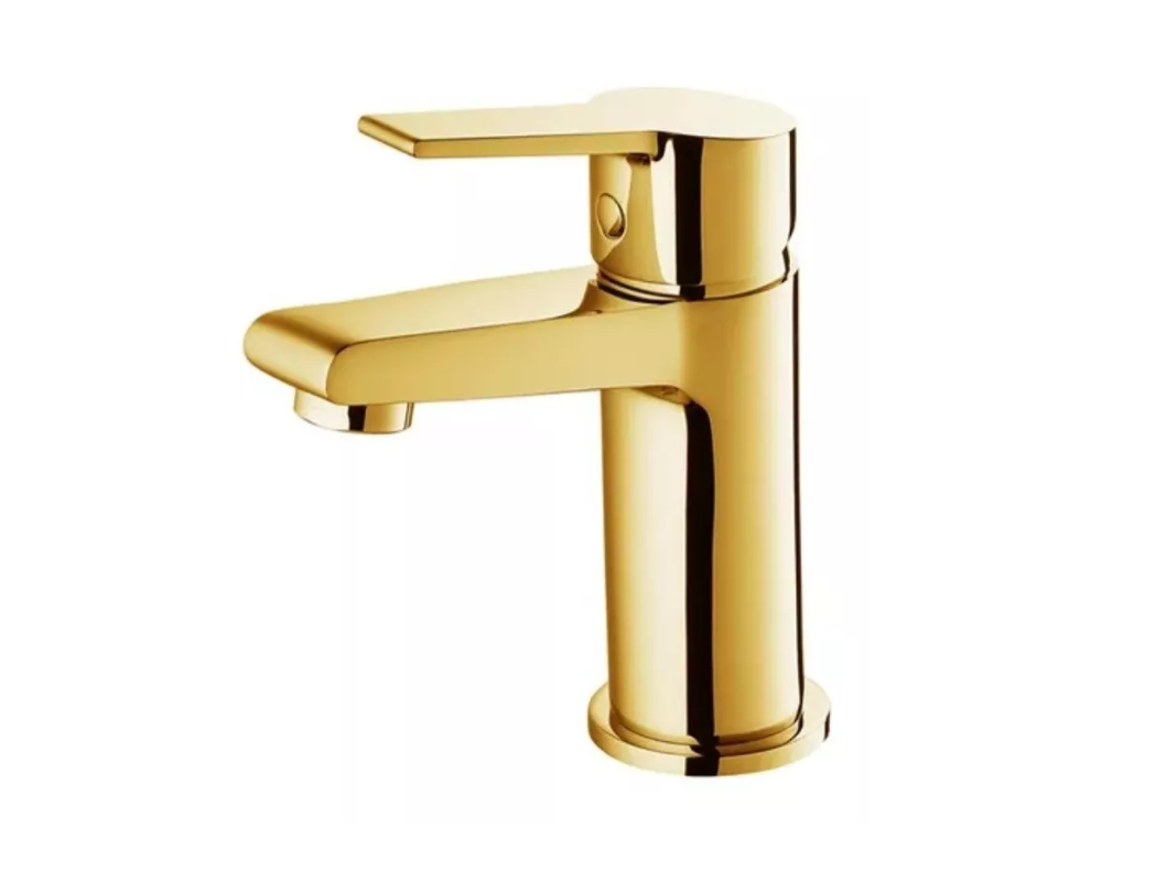  Llave Monomando Lavamanos De Aluminio Dorado-0