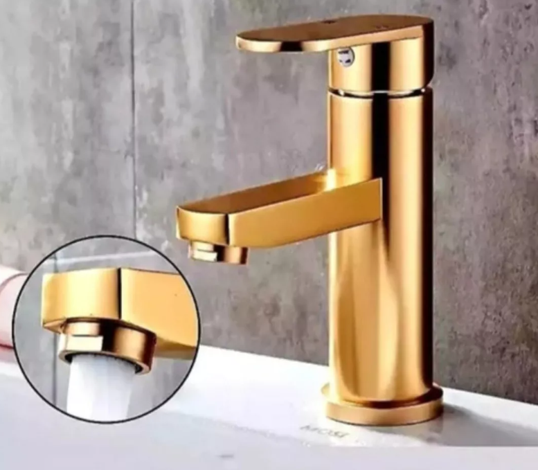  Llave Monomando Lavamanos De Aluminio Dorado-1