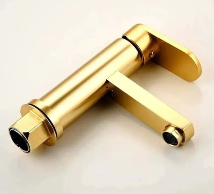  Llave Monomando Lavamanos De Aluminio Dorado-2