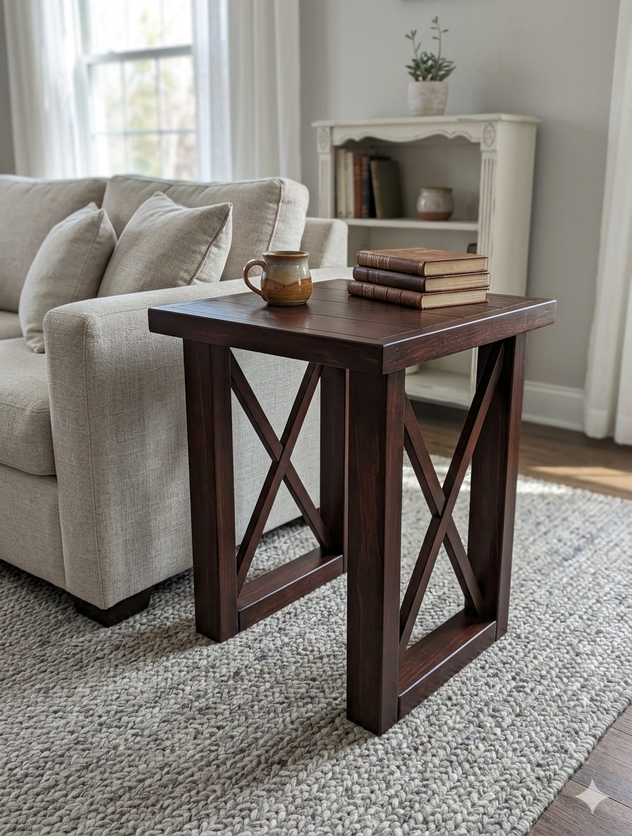 Mesa lateral, modelo Martina, color chocolate.-0