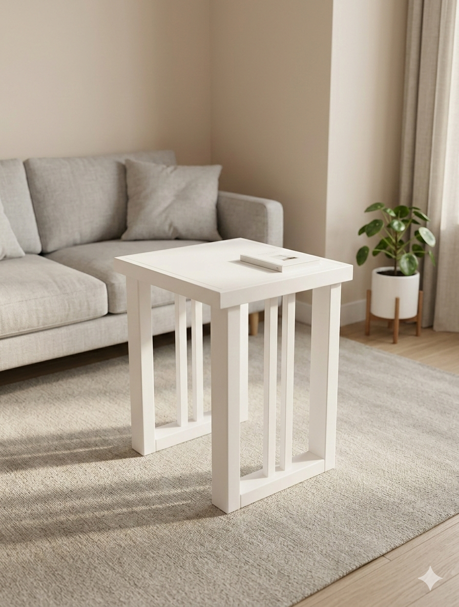 Mesa lateral, modelo Caburgua, color Blanco-2