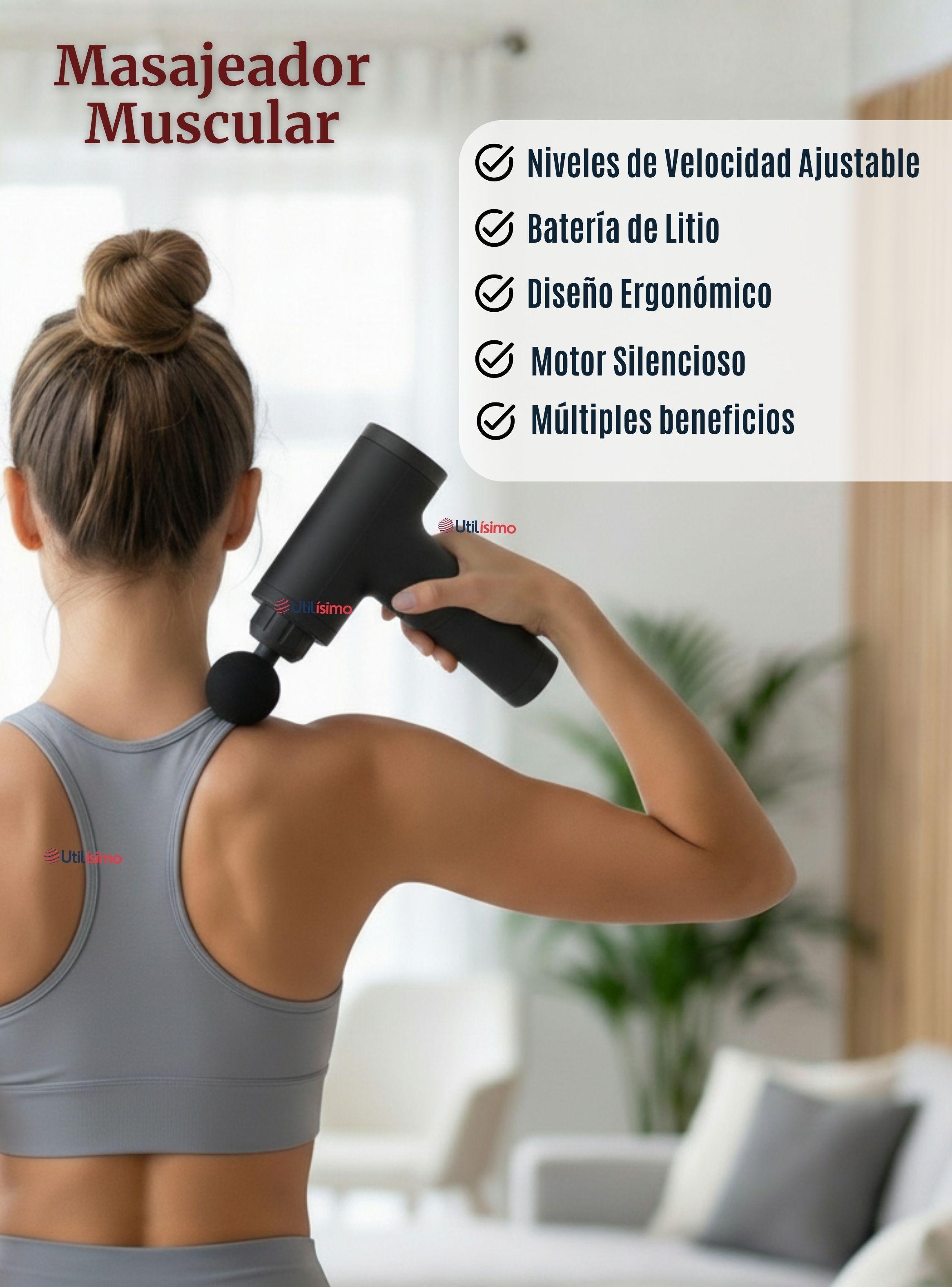 Masajeador Muscular Kinesgun Pistola Maquina Para Masajes de Color Negro-2